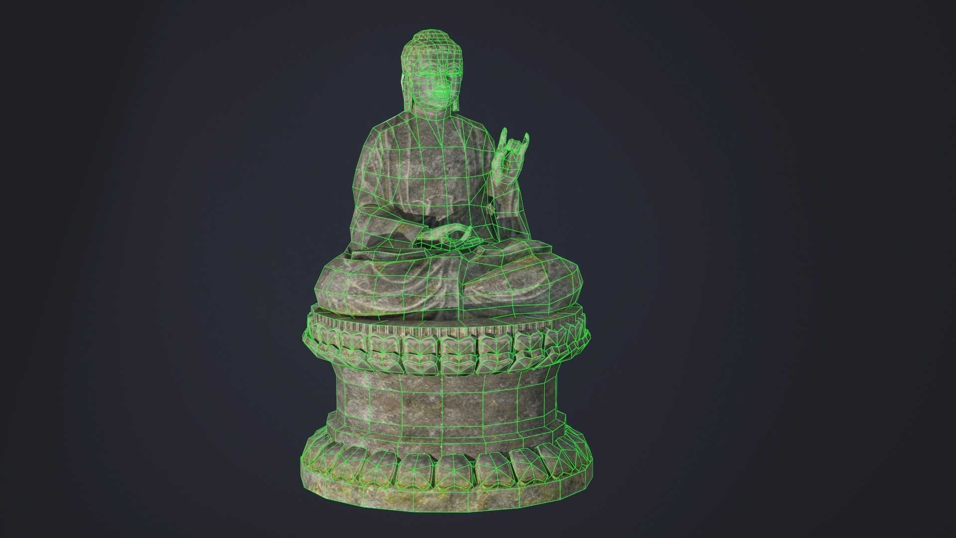 Buddha Statue seated Low-poly 3D model_2