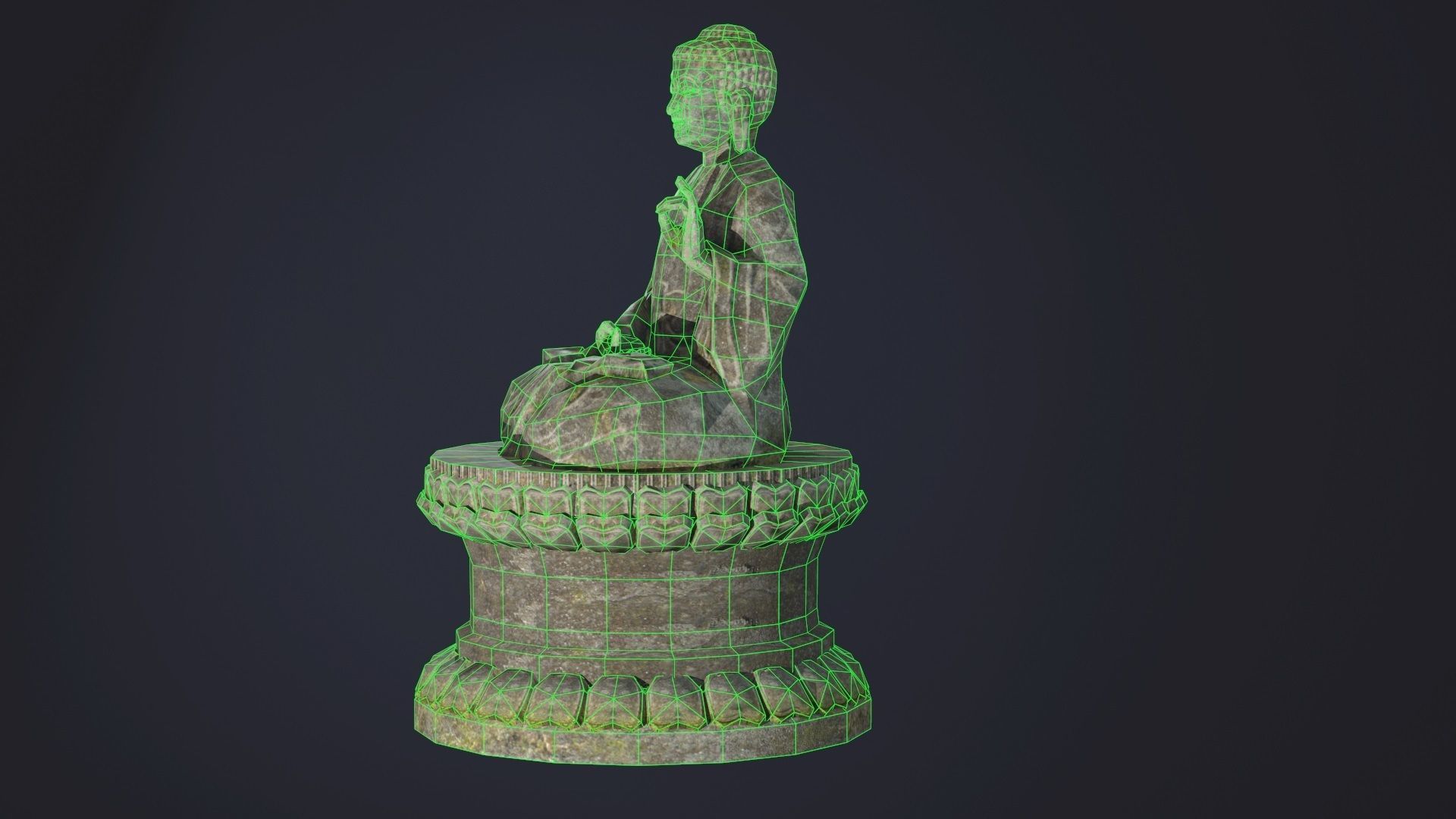 Buddha Statue seated Low-poly 3D model_8