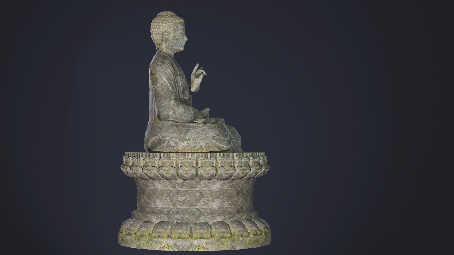 Buddha Statue seated Low-poly 3D model_4
