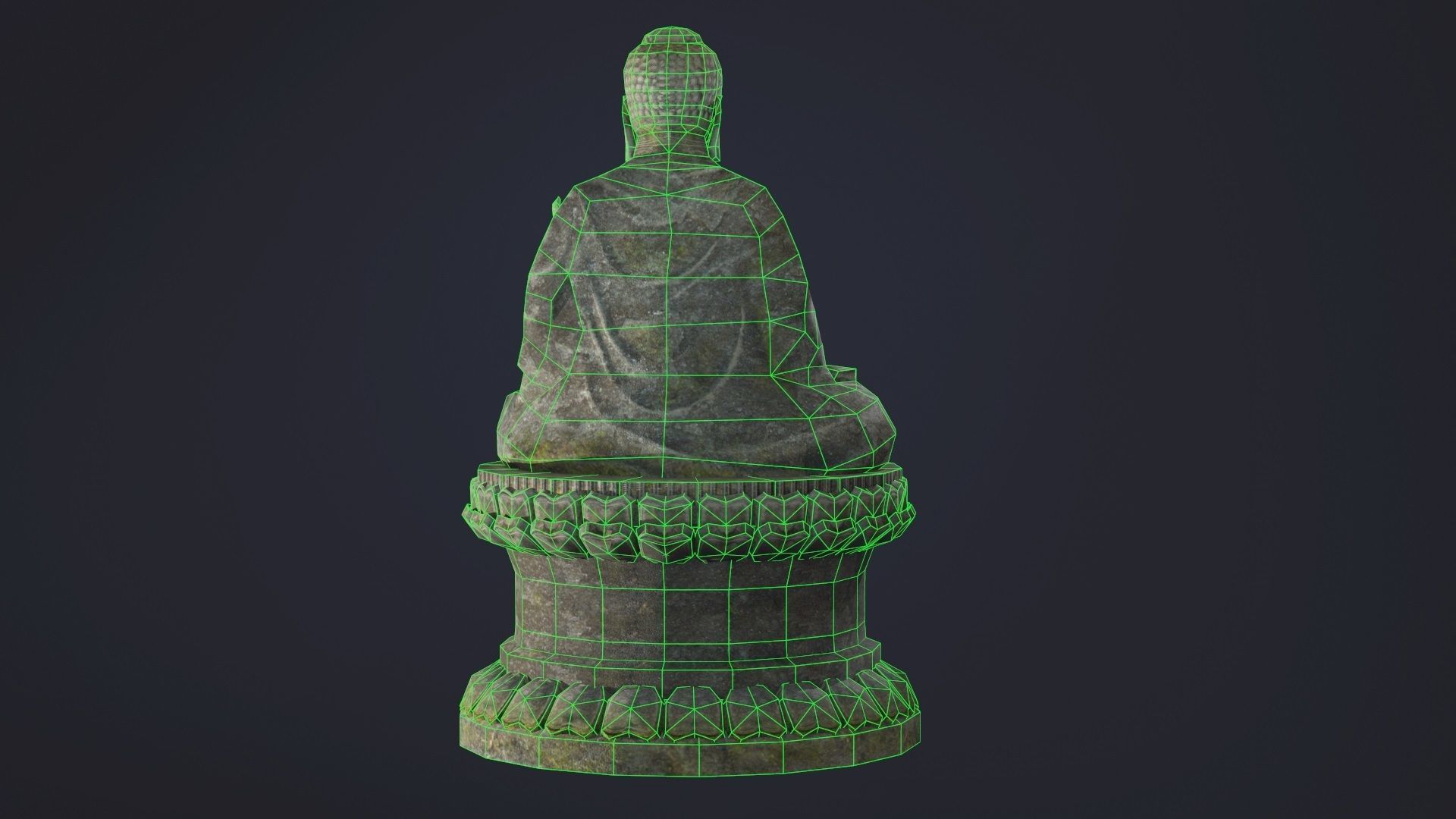 Buddha Statue seated Low-poly 3D model_9