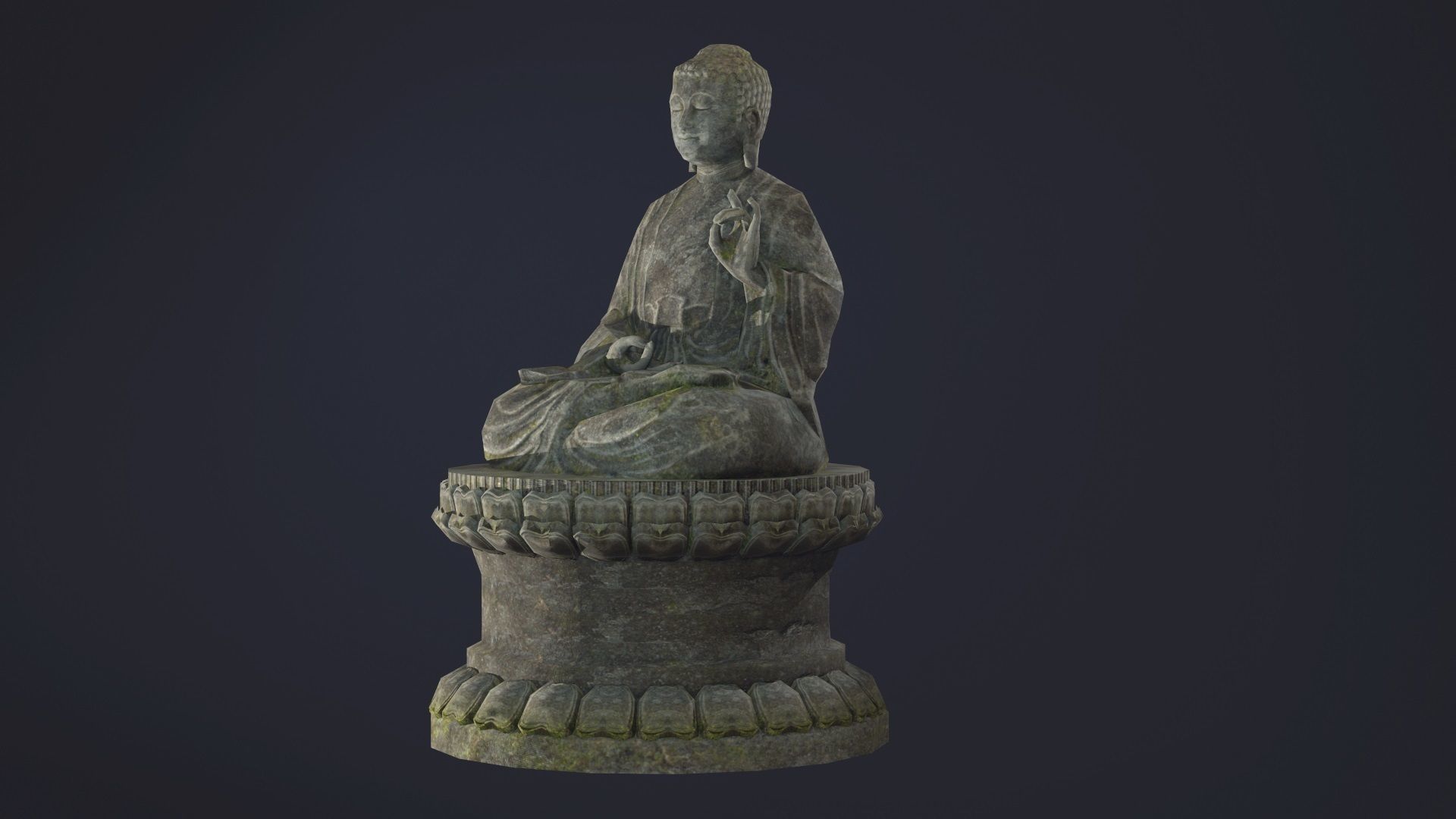 Buddha Statue seated Low-poly 3D model_5