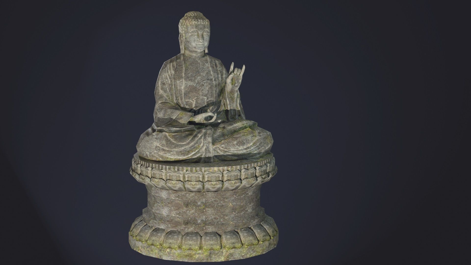 Buddha Statue seated Low-poly 3D model_3