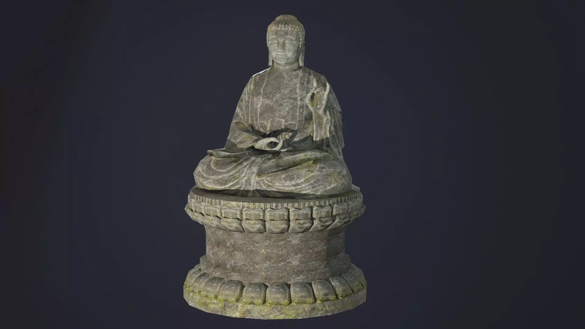 Buddha Statue seated Low-poly 3D model_0