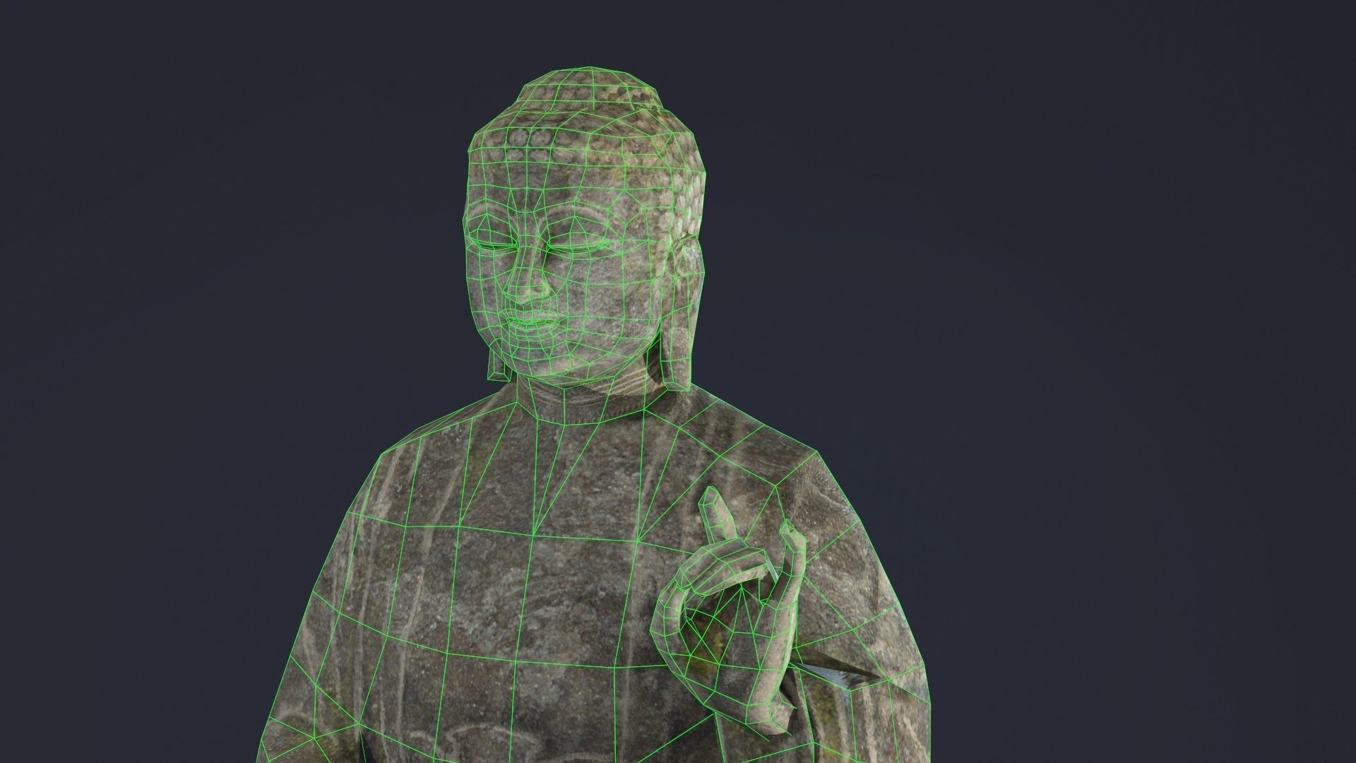 Buddha Statue seated Low-poly 3D model_10
