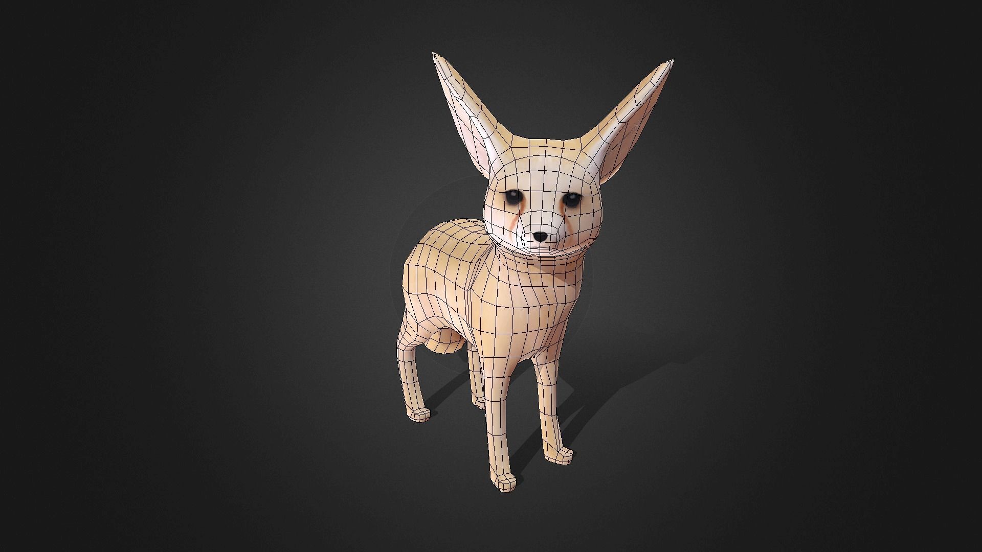 Low poly Fennec Fox - Idle Animated Low-poly 3D model_3