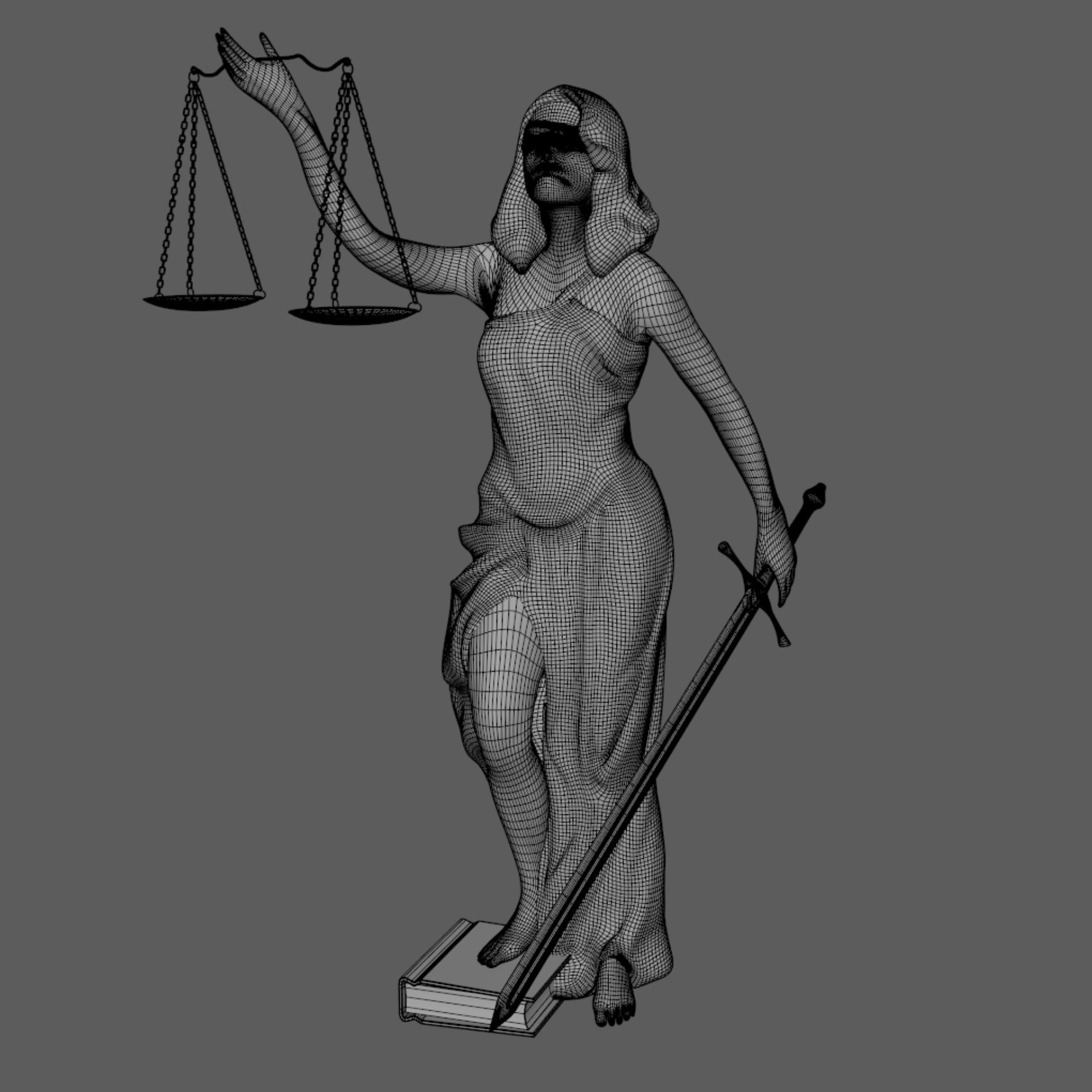 Themis statue of justice holding scales 3D print model_10