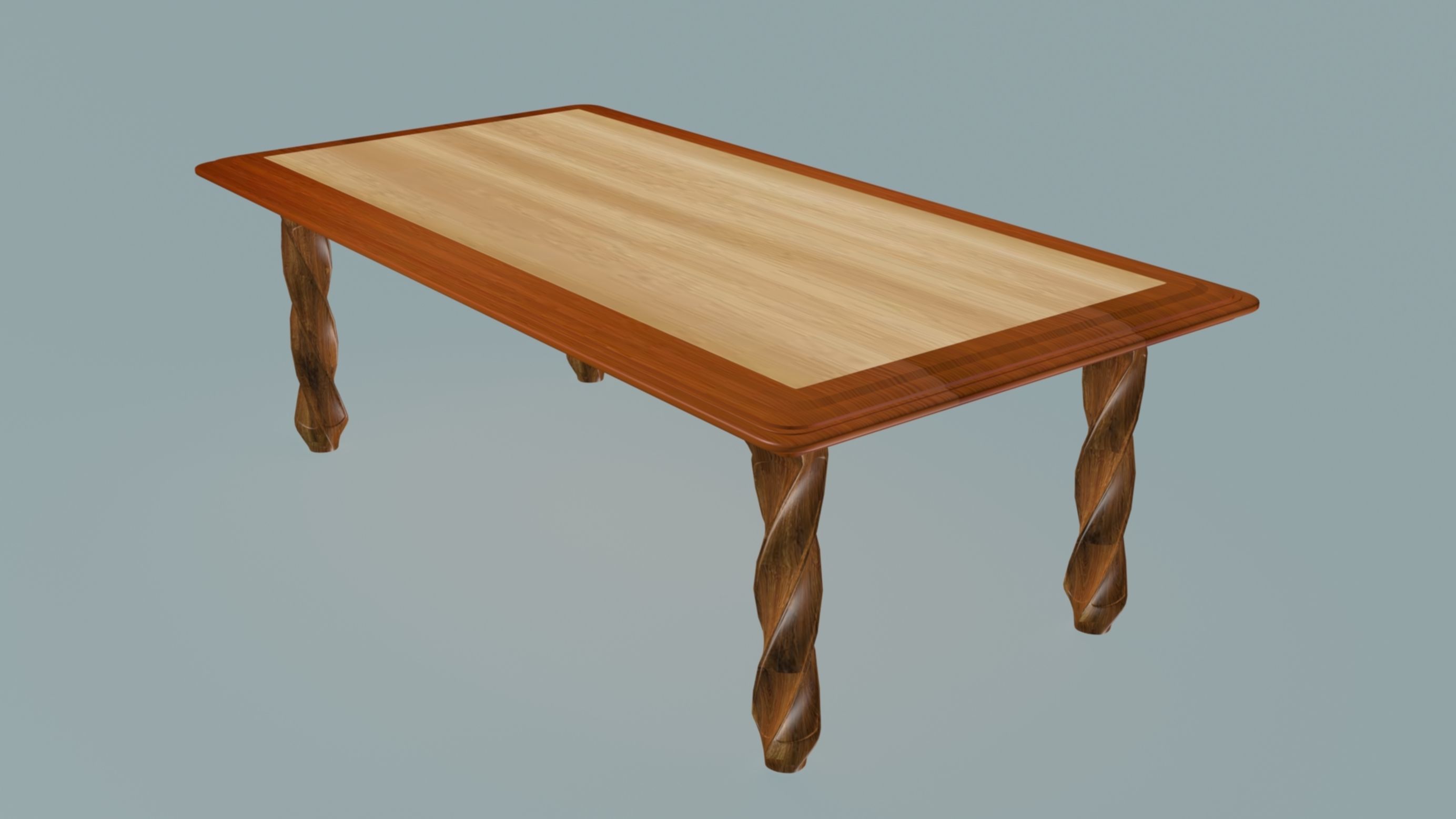 Spiral legs dining table Low-poly 3D model_2
