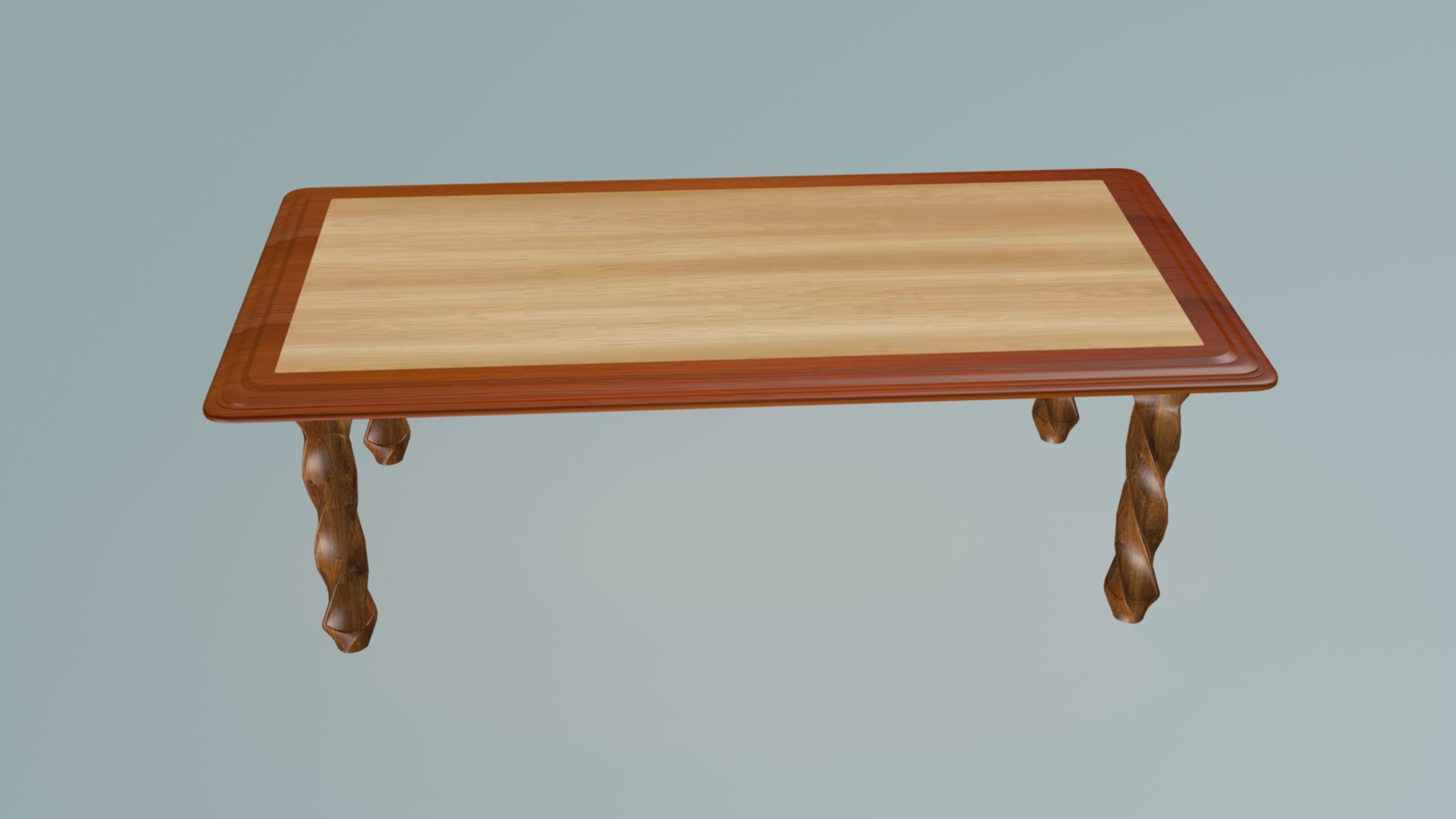 Spiral legs dining table Low-poly 3D model_5