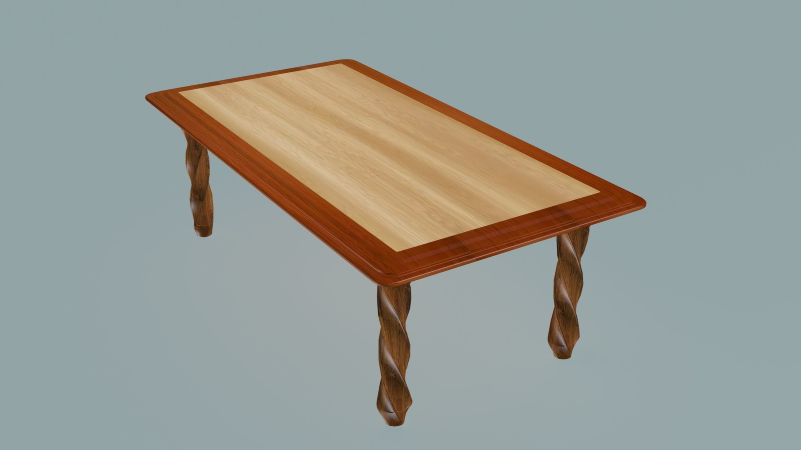Spiral legs dining table Low-poly 3D model_4