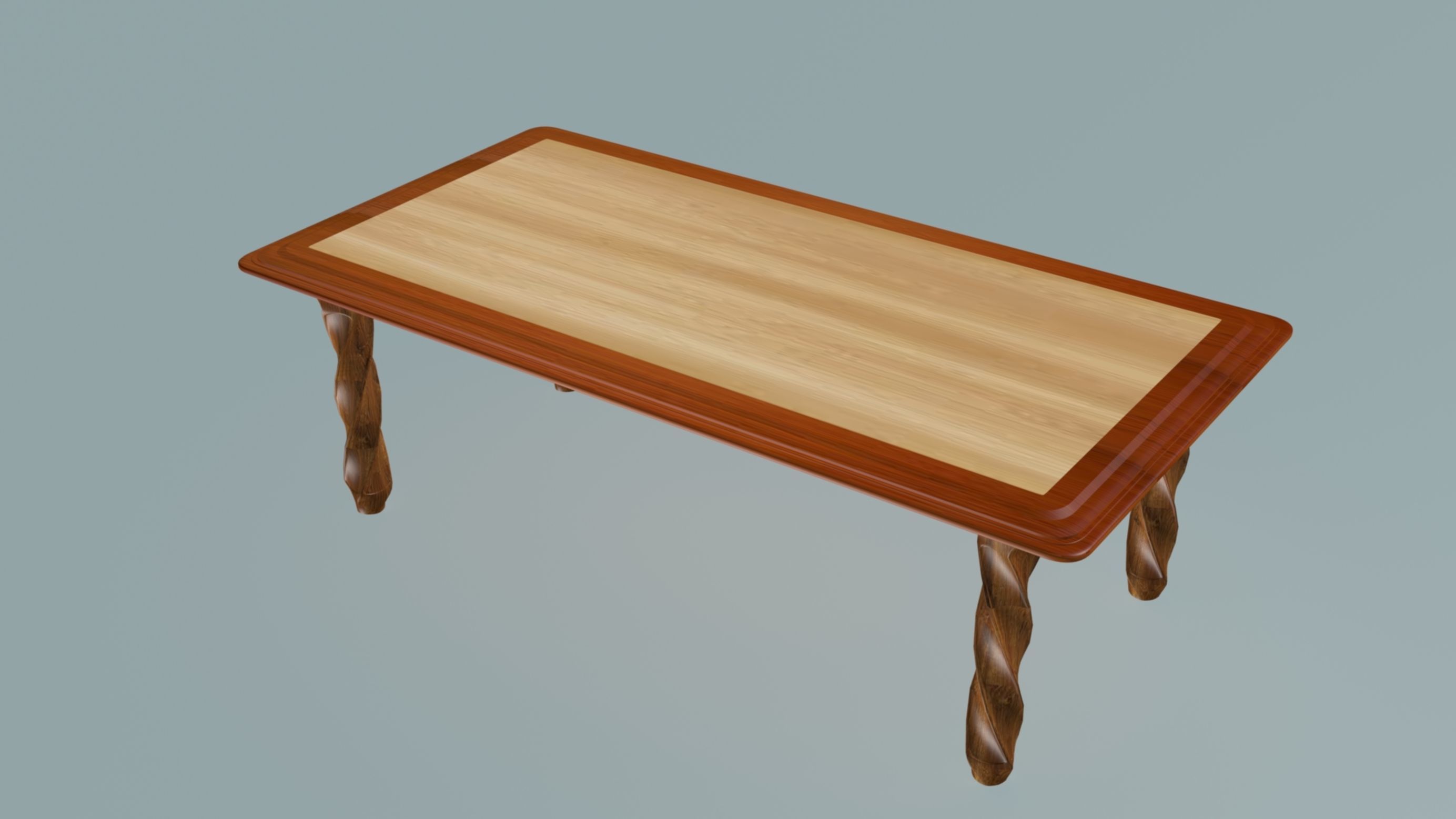 Spiral legs dining table Low-poly 3D model_1