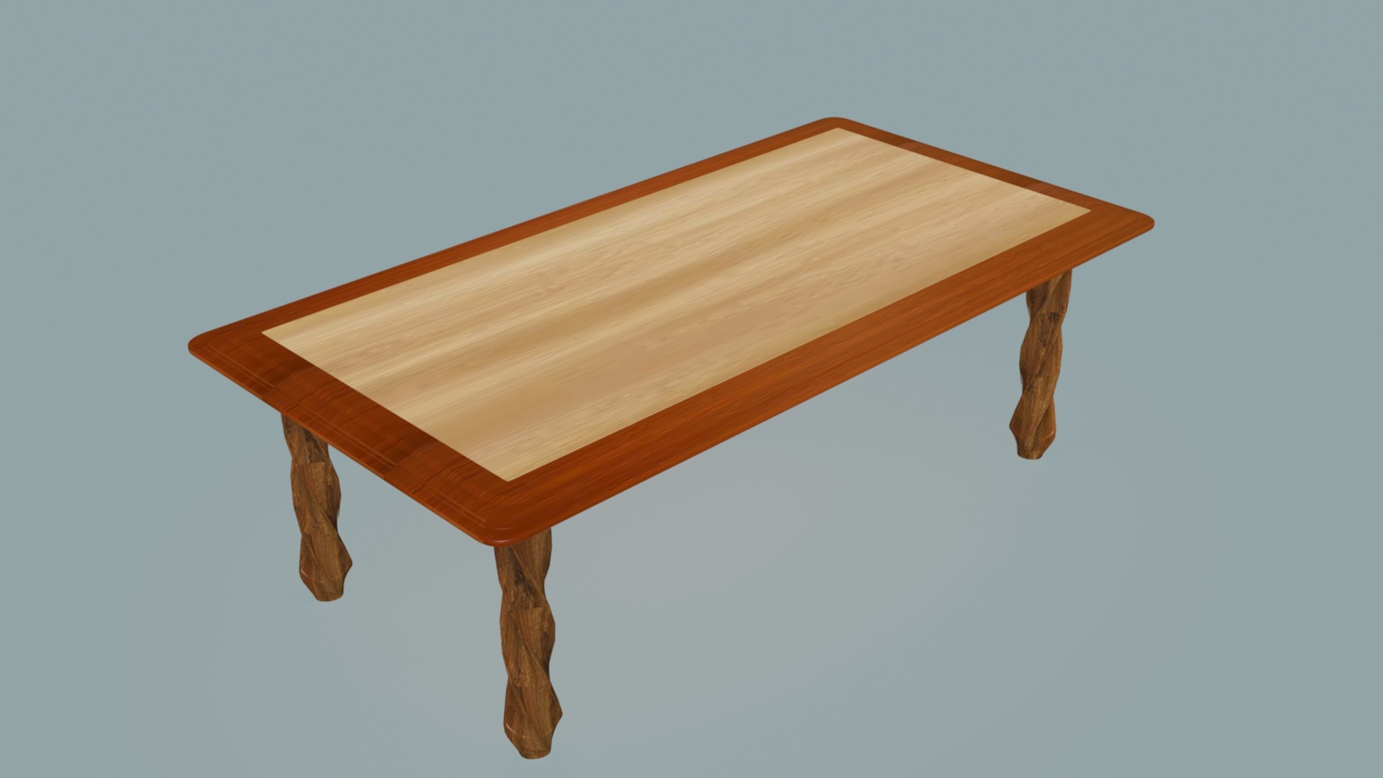Spiral legs dining table Low-poly 3D model_9
