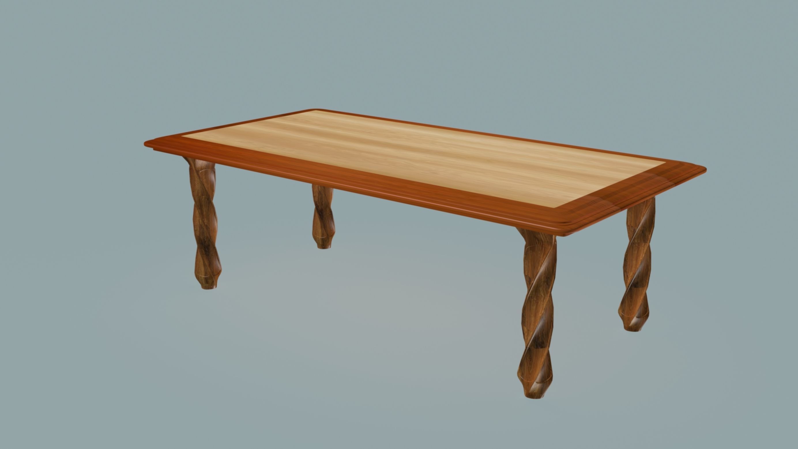 Spiral legs dining table Low-poly 3D model_8