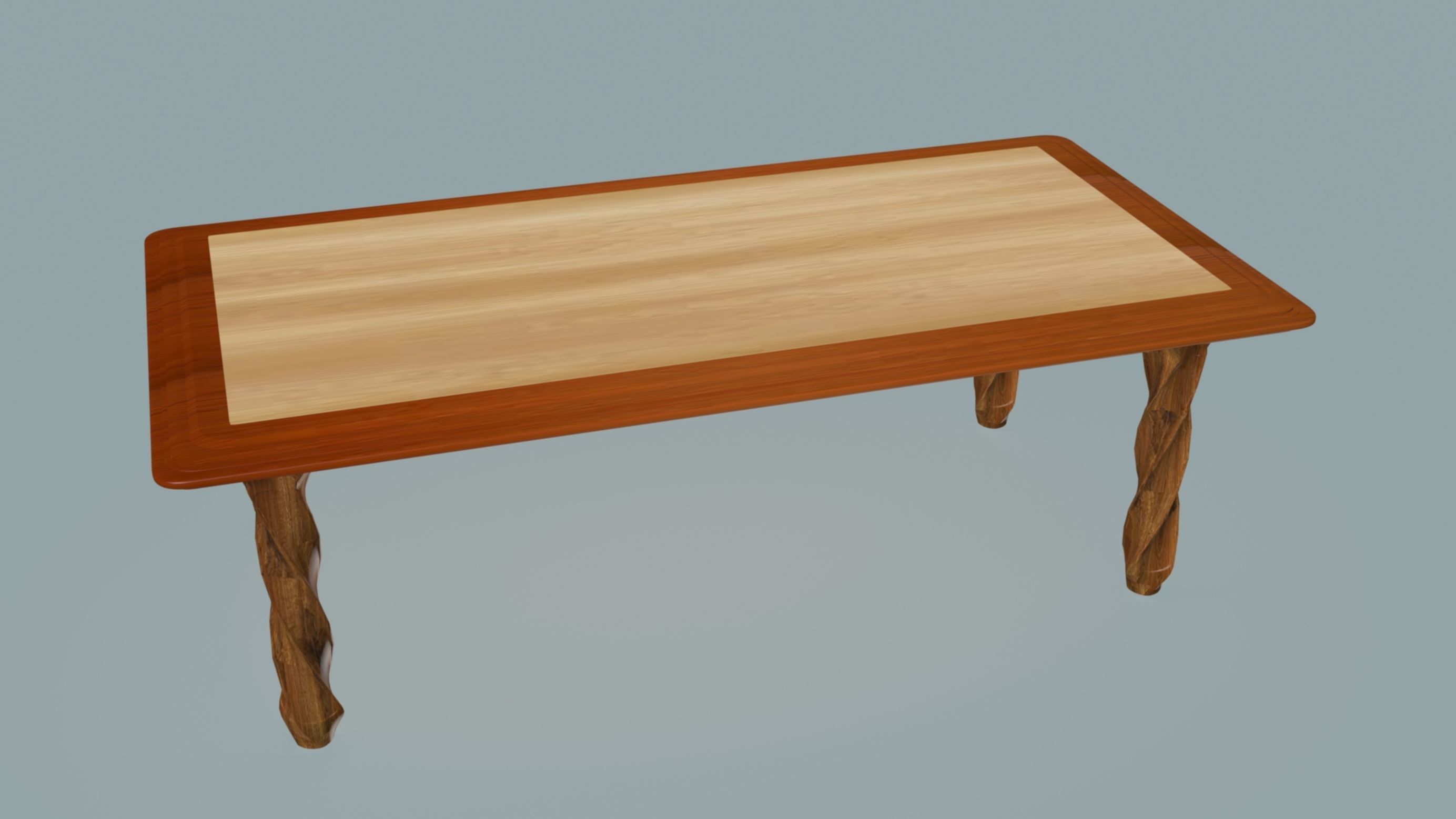 Spiral legs dining table Low-poly 3D model_3