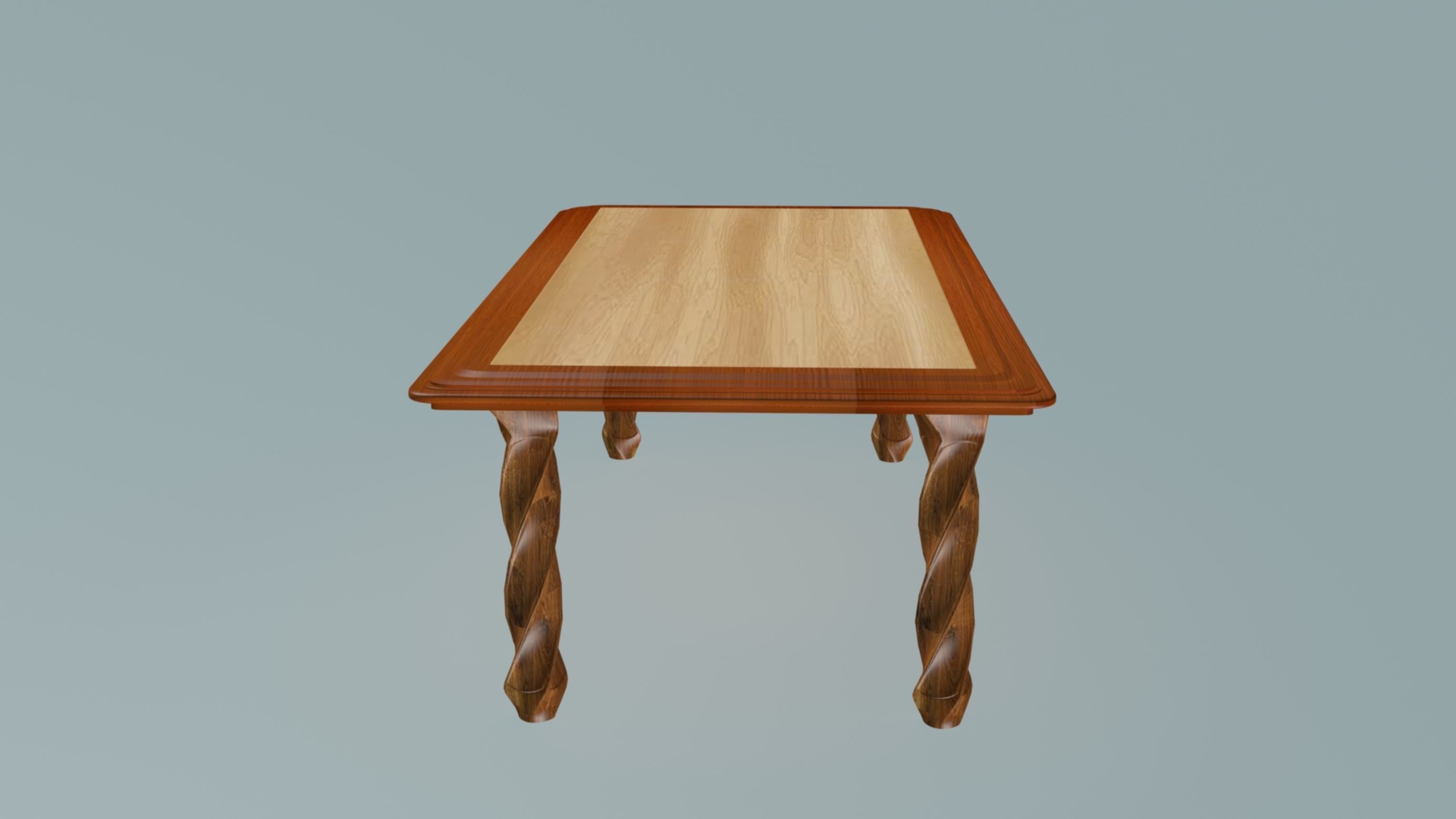Spiral legs dining table Low-poly 3D model_7