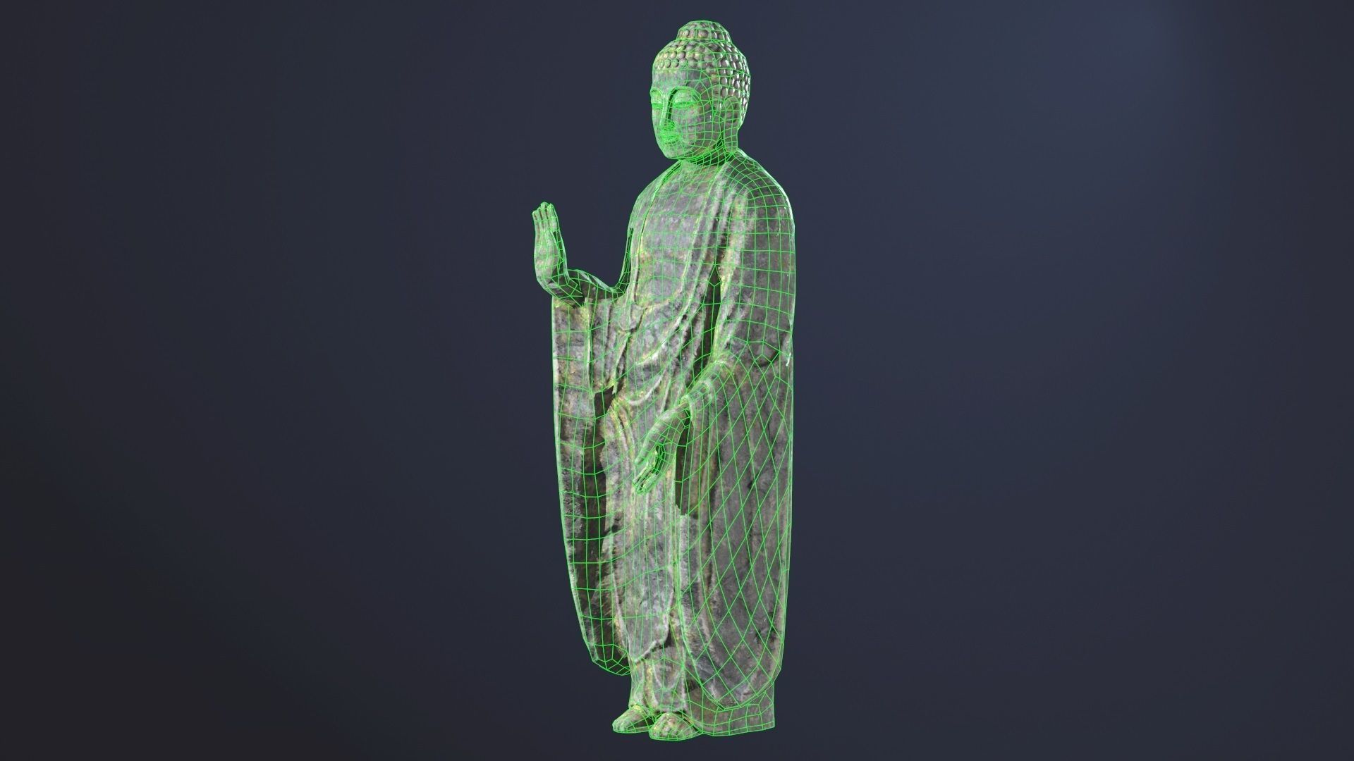 Buddha Statue Standing Low-poly 3D model_2