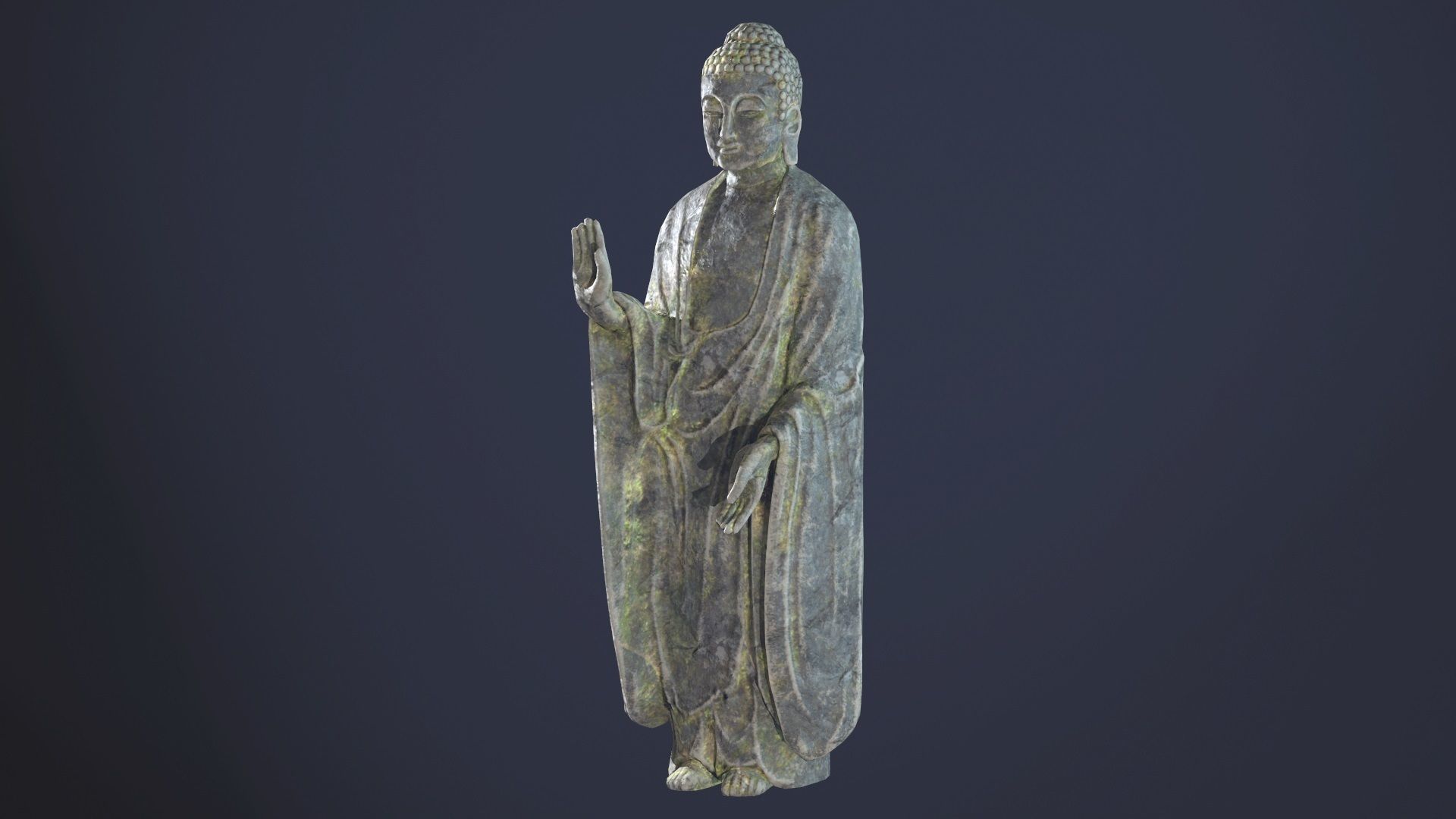 Buddha Statue Standing Low-poly 3D model_3