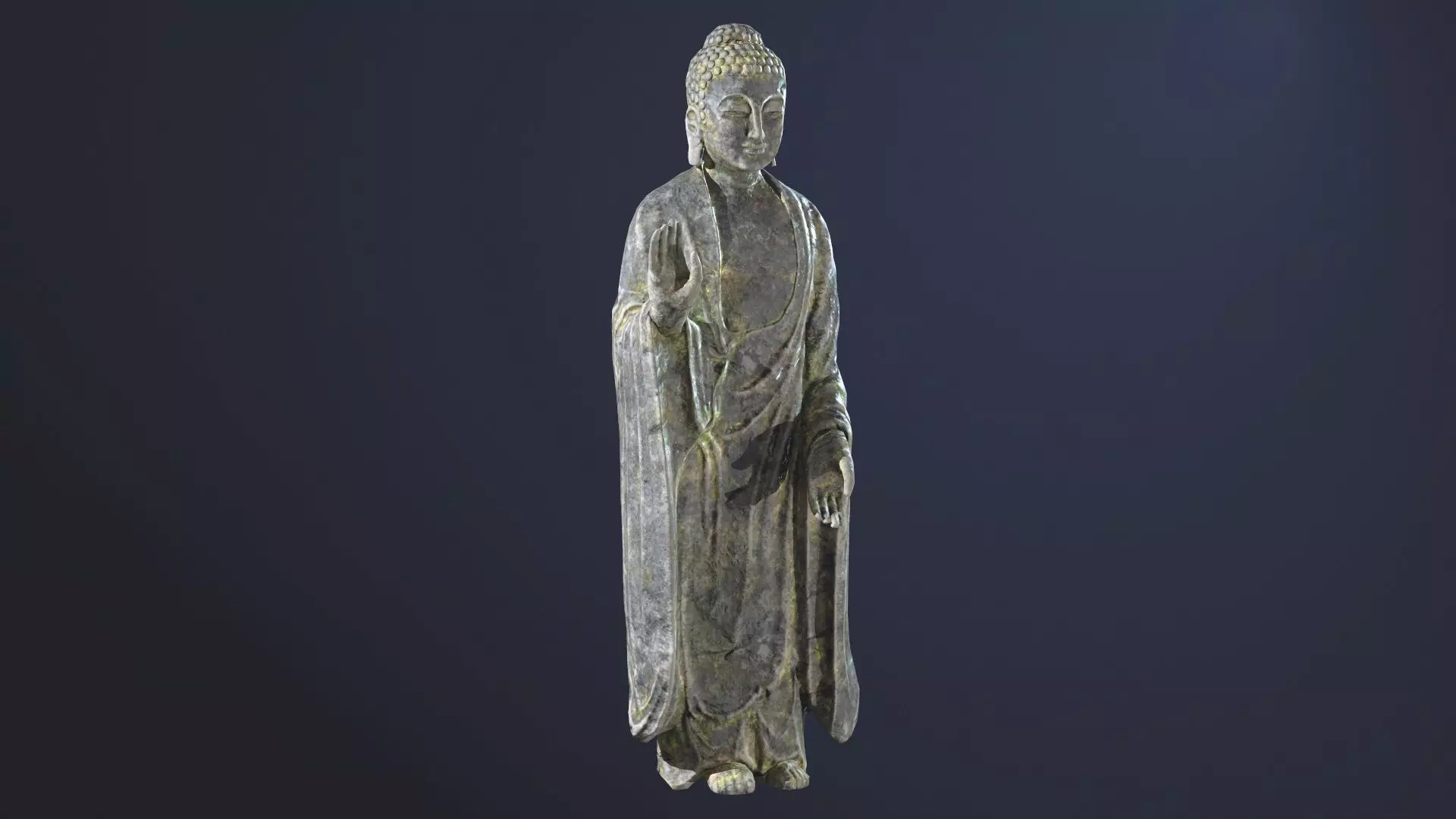 Buddha Statue Standing Low-poly 3D model_0