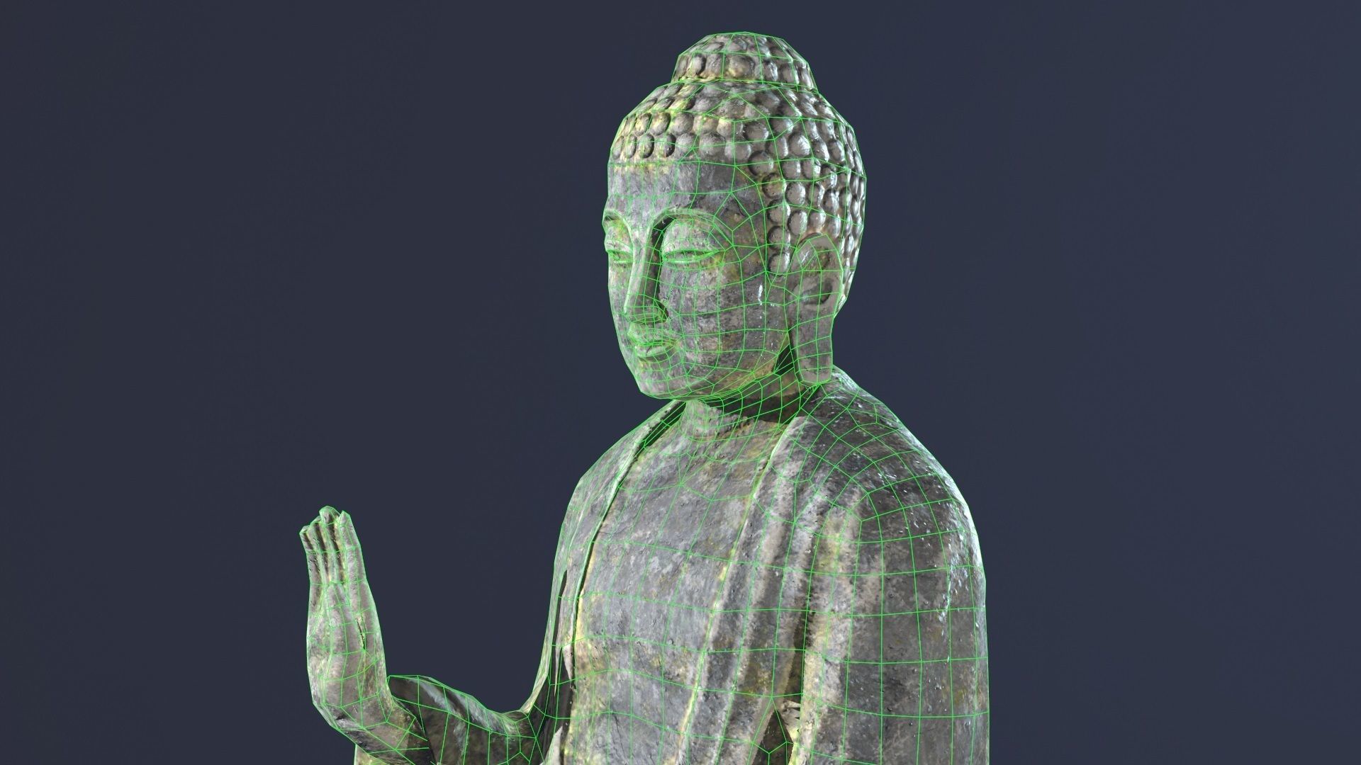 Buddha Statue Standing Low-poly 3D model_9
