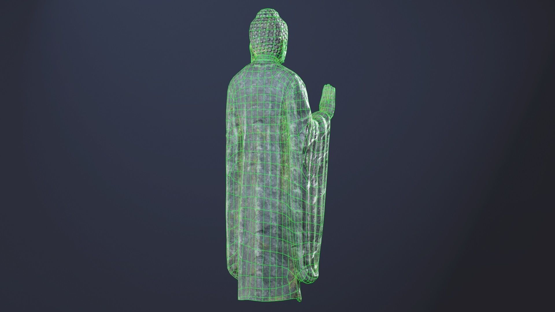 Buddha Statue Standing Low-poly 3D model_7
