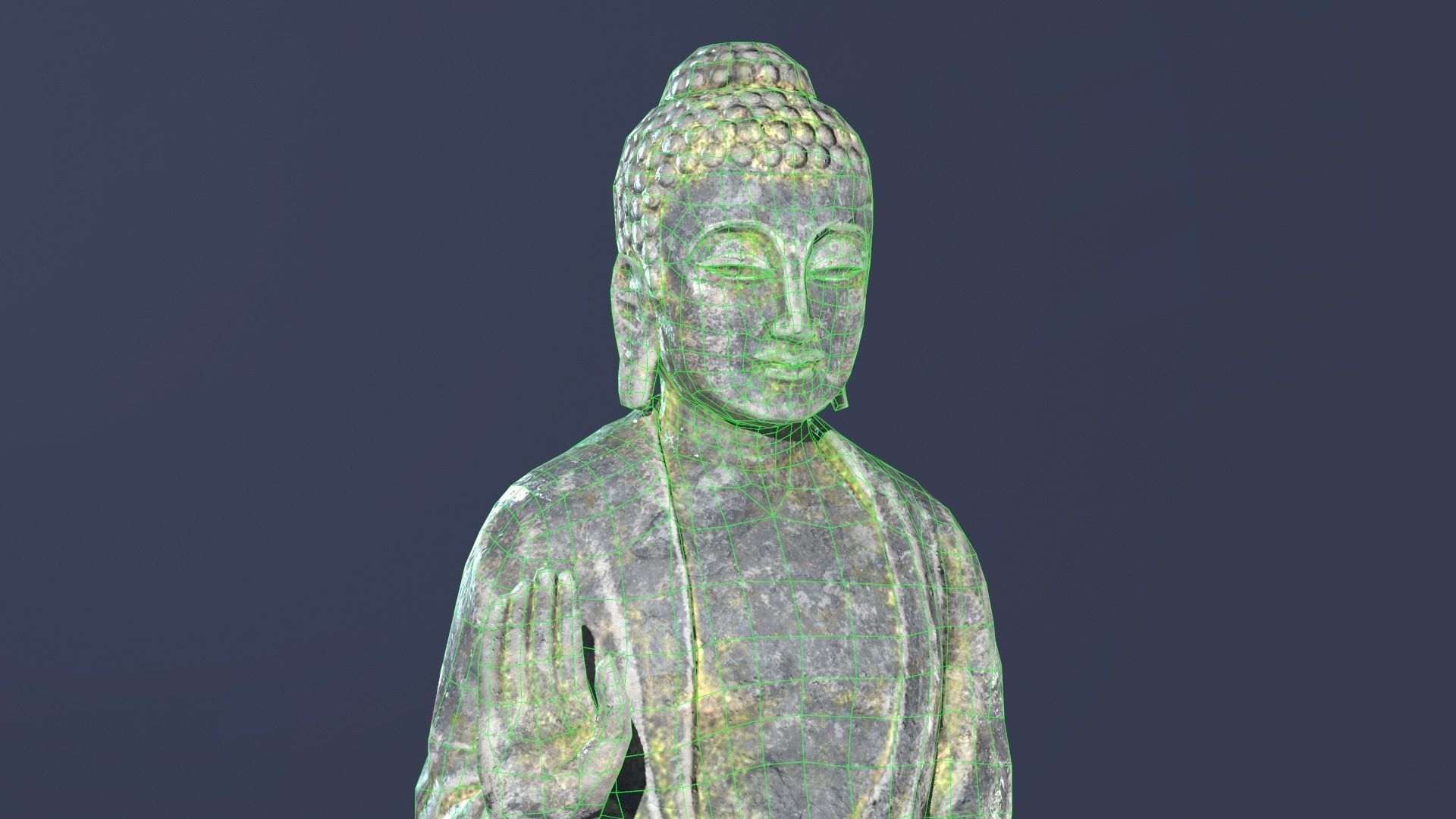 Buddha Statue Standing Low-poly 3D model_8