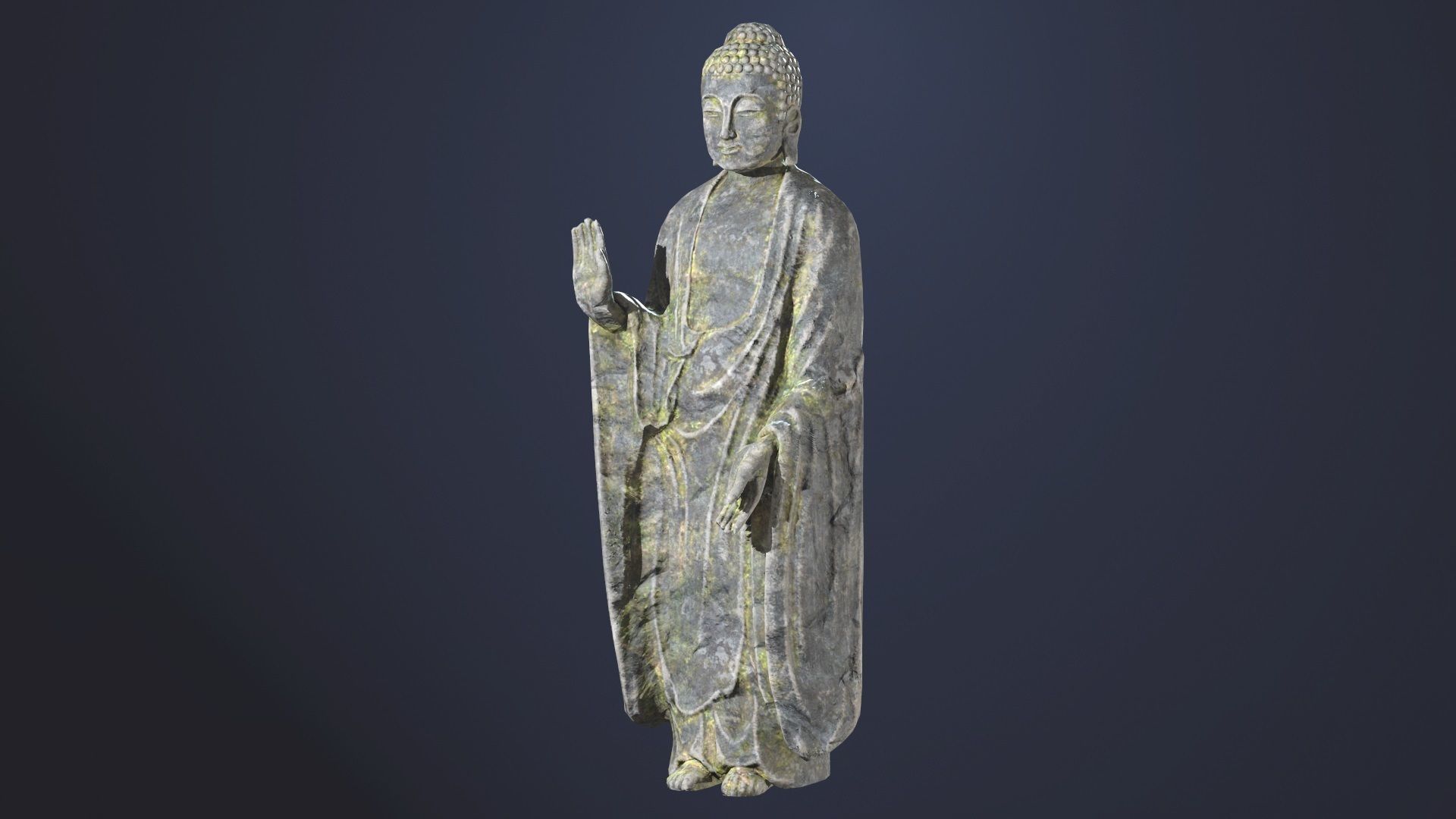 Buddha Statue Standing Low-poly 3D model_4