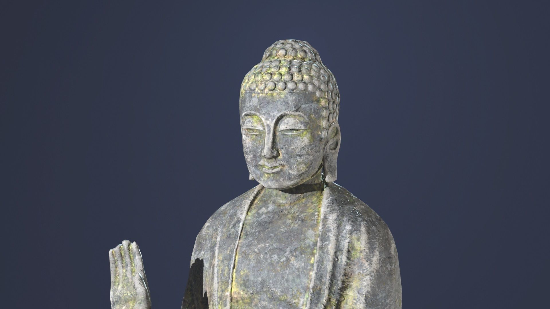 Buddha Statue Standing Low-poly 3D model_11
