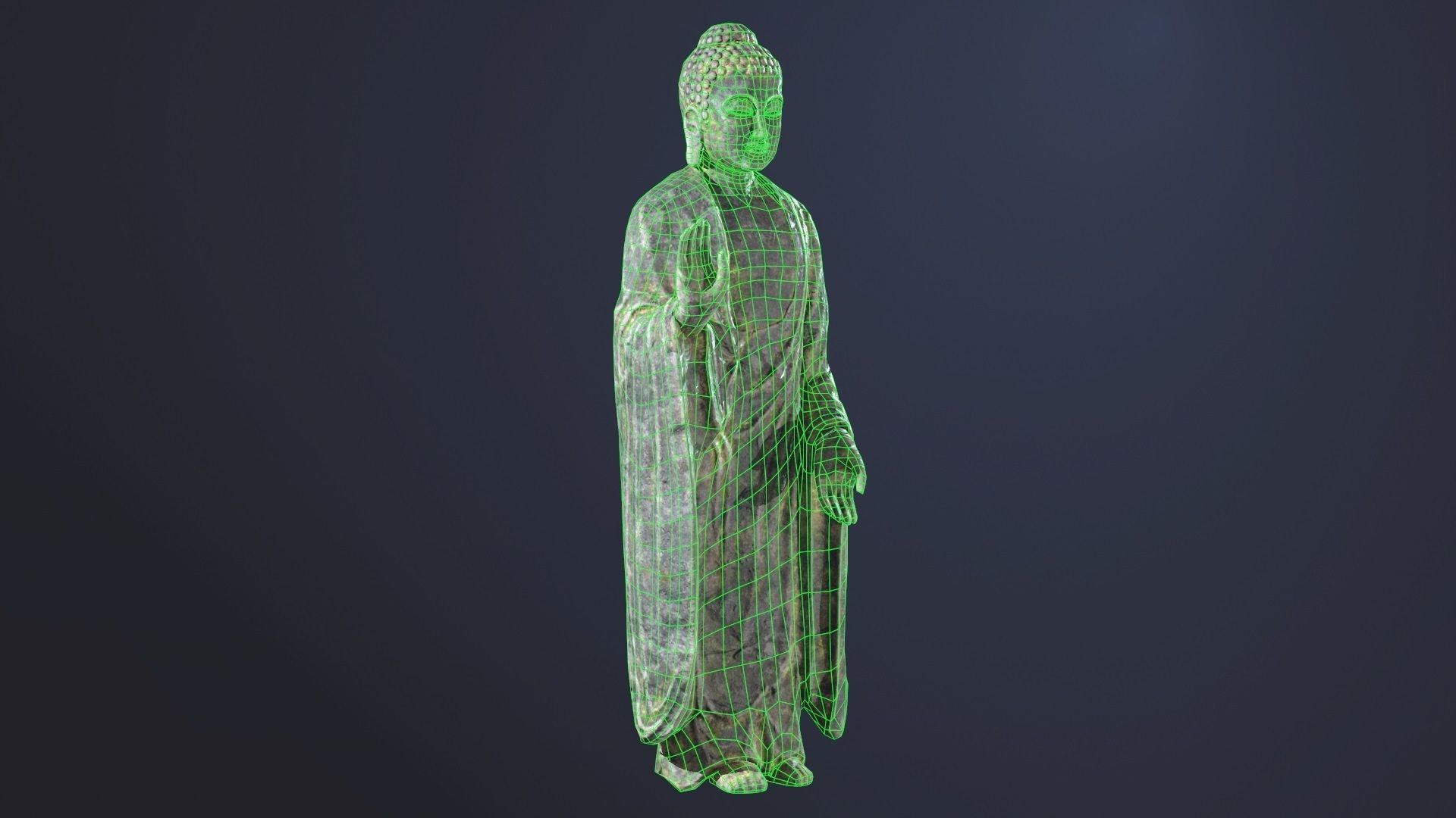Buddha Statue Standing Low-poly 3D model_6