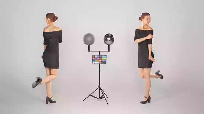 Beautiful girl in a black dress posing 114