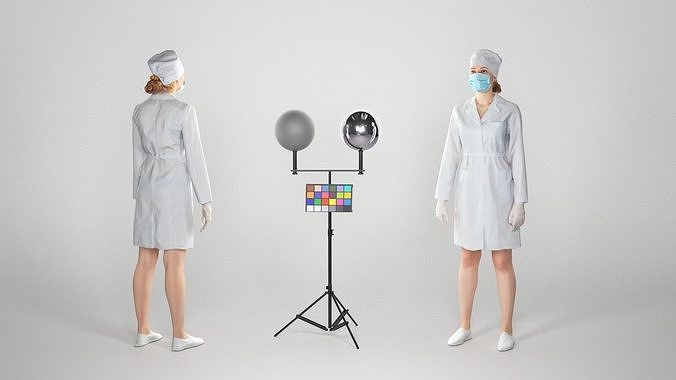 Young surgical nurse with mask and sterile gloves 116 Low-poly 3D model