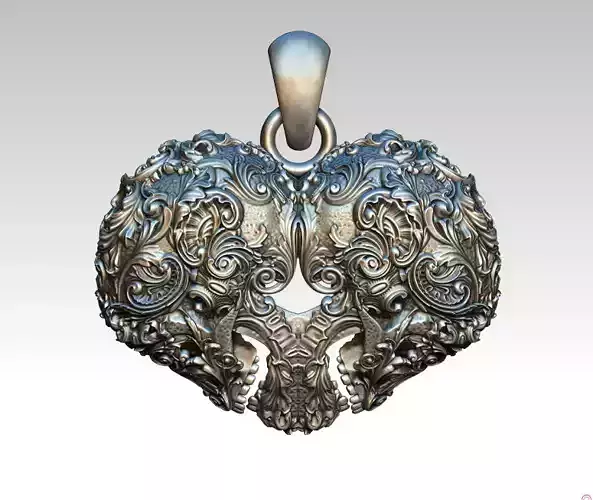 Glamor Modern Crazy Love Heart Pendant 3D print model