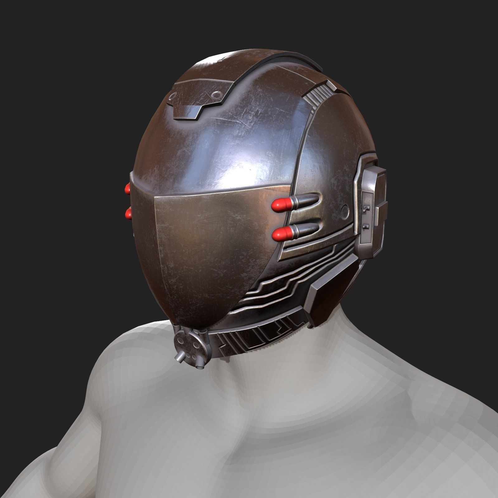 Helmet scifi military combat 3d model low poly human  space  Low-poly 3D model_9