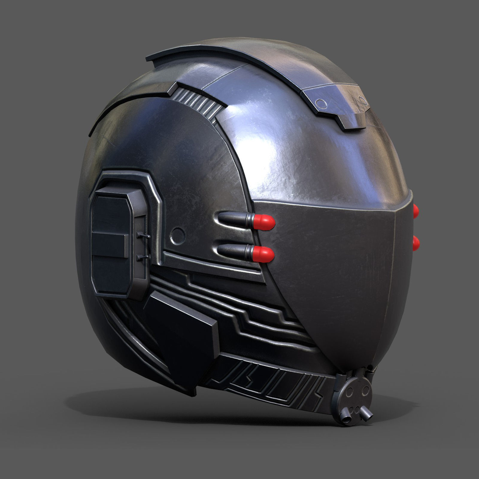 Helmet scifi military combat 3d model low poly human  space  Low-poly 3D model_4