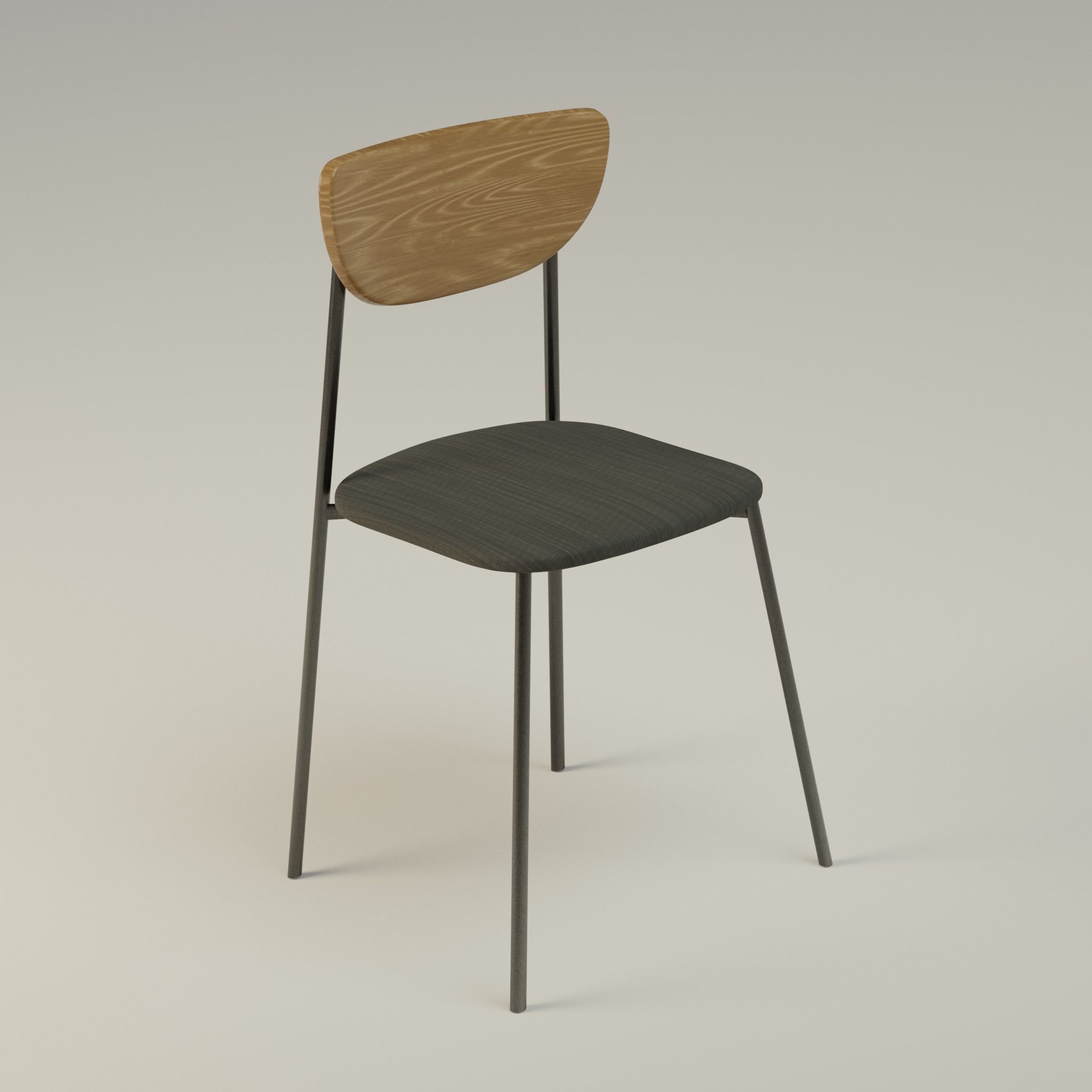 Low Poly Chair Collection with wooden legs Low-poly 3D model_4