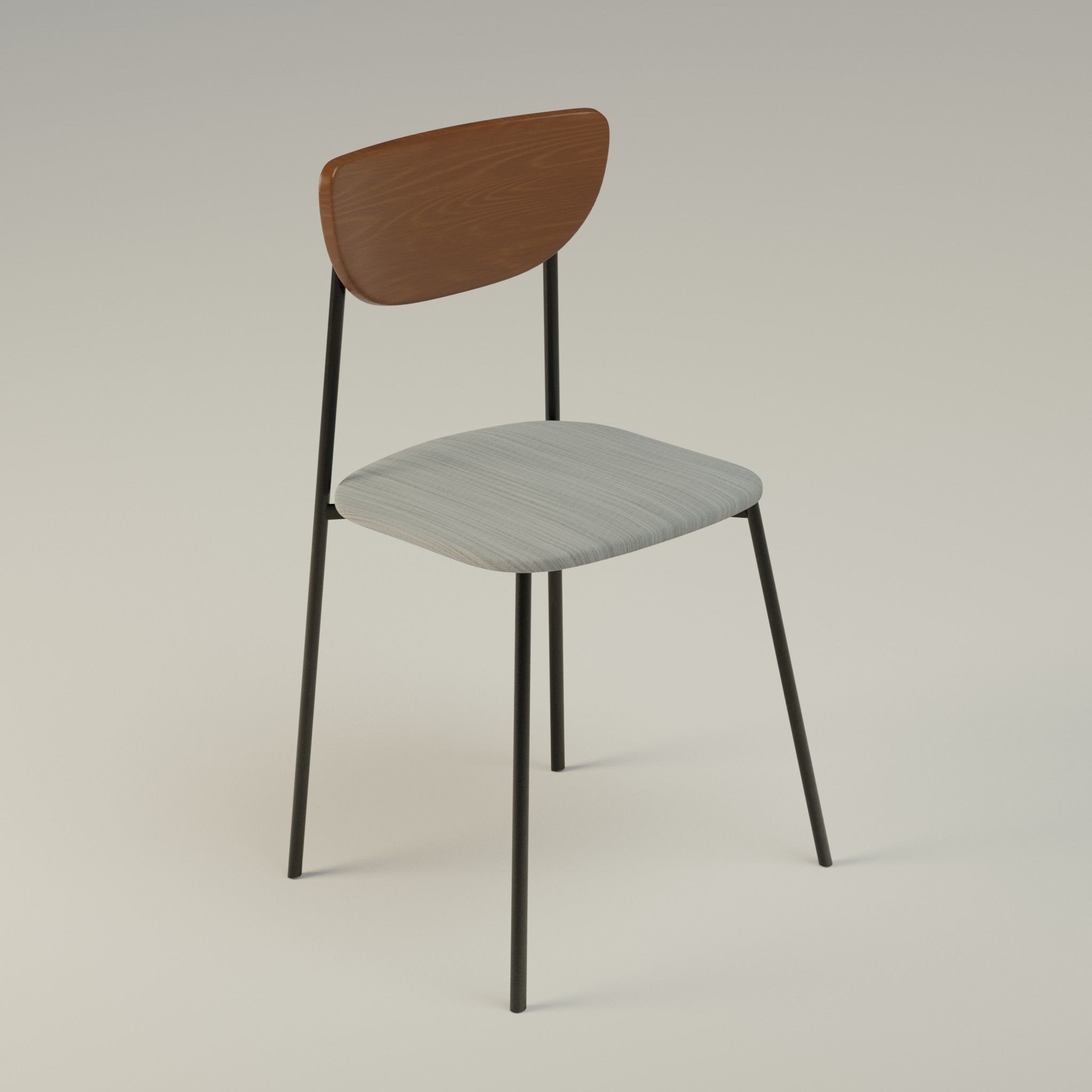 Low Poly Chair Collection with wooden legs Low-poly 3D model_3