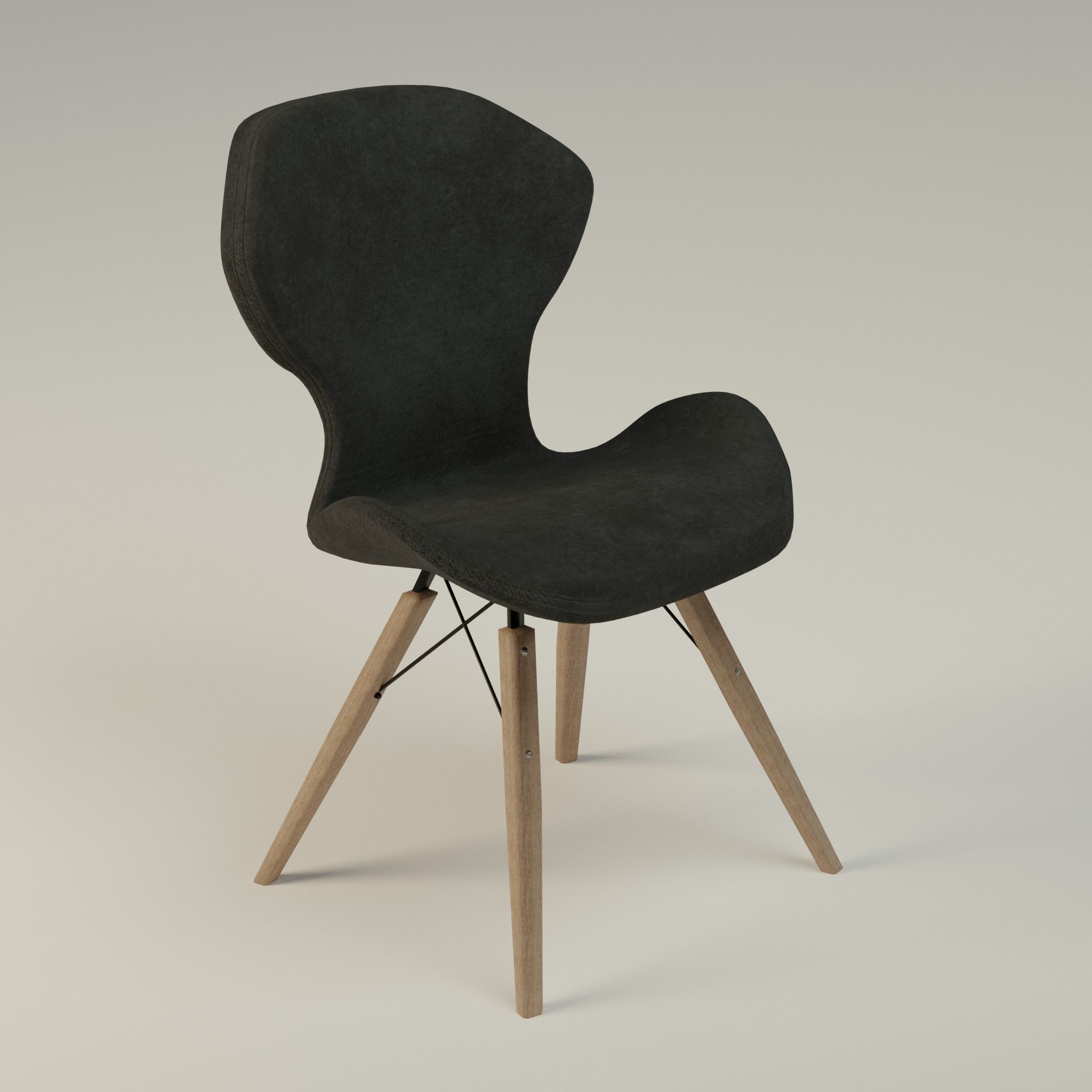 Low Poly Chair Collection with wooden legs Low-poly 3D model_5