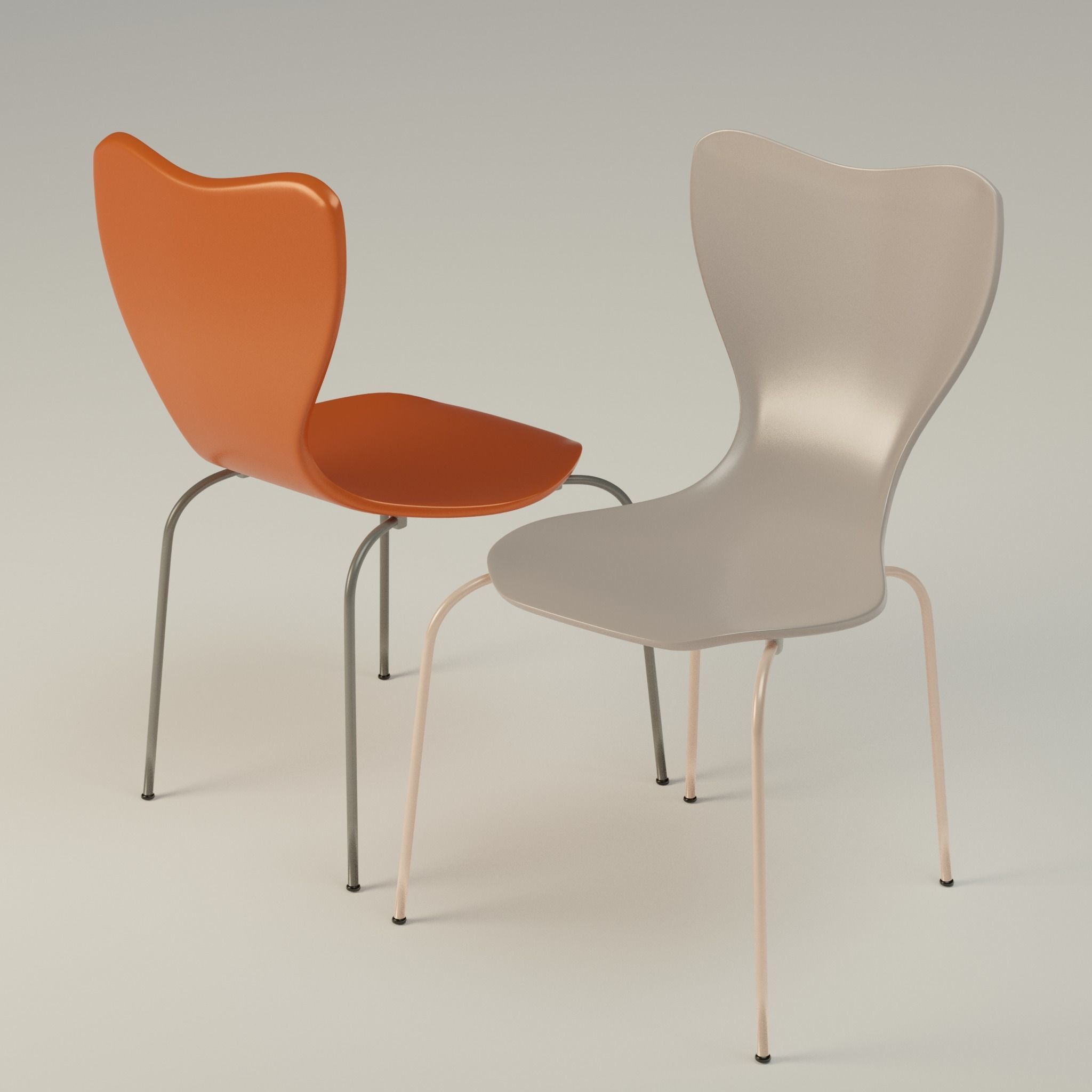 Low Poly Chair Collection with wooden legs Low-poly 3D model_7