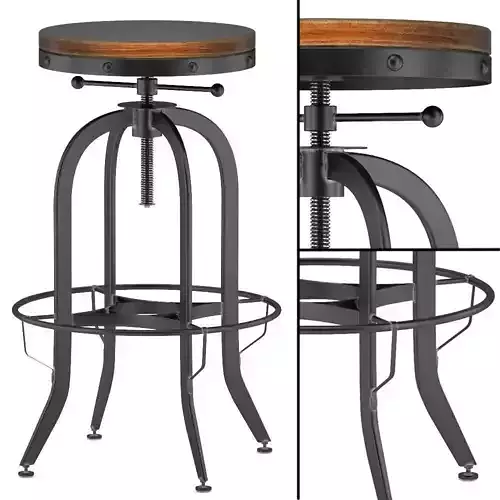 Industrial Vintage Bar Stool Black 3D model