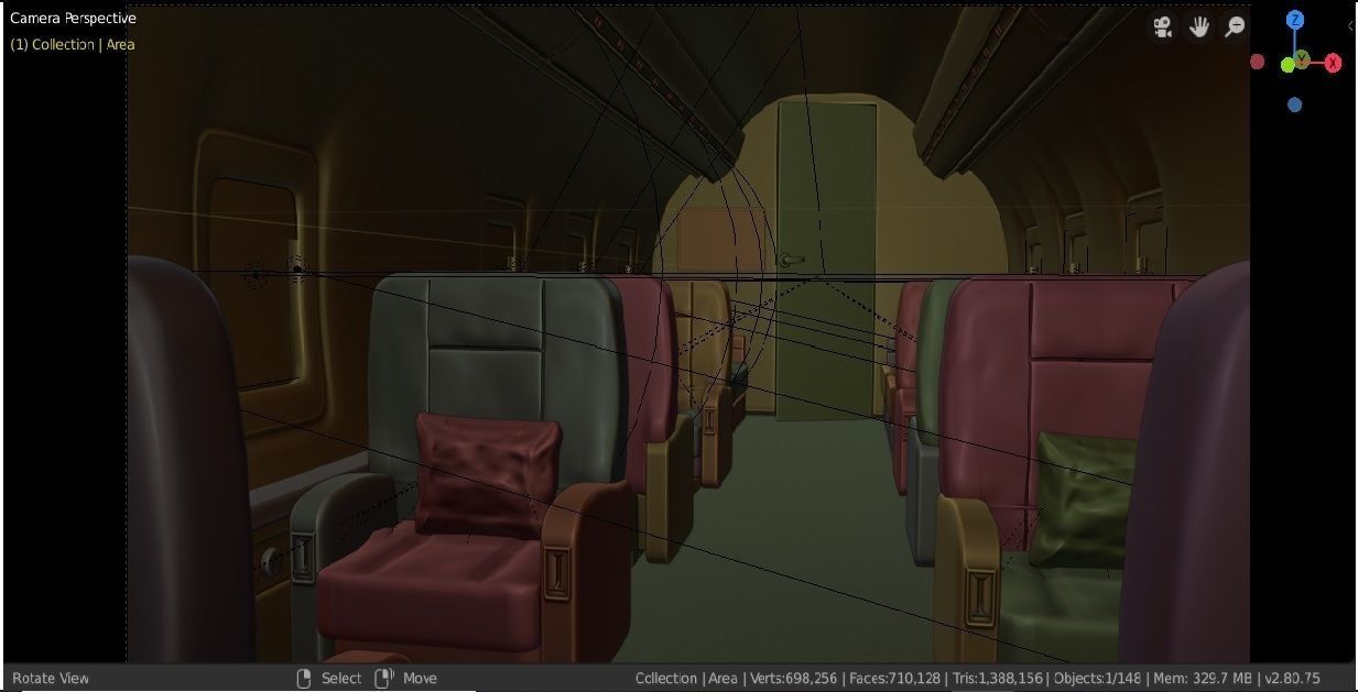 Private jet interior  3D model_4