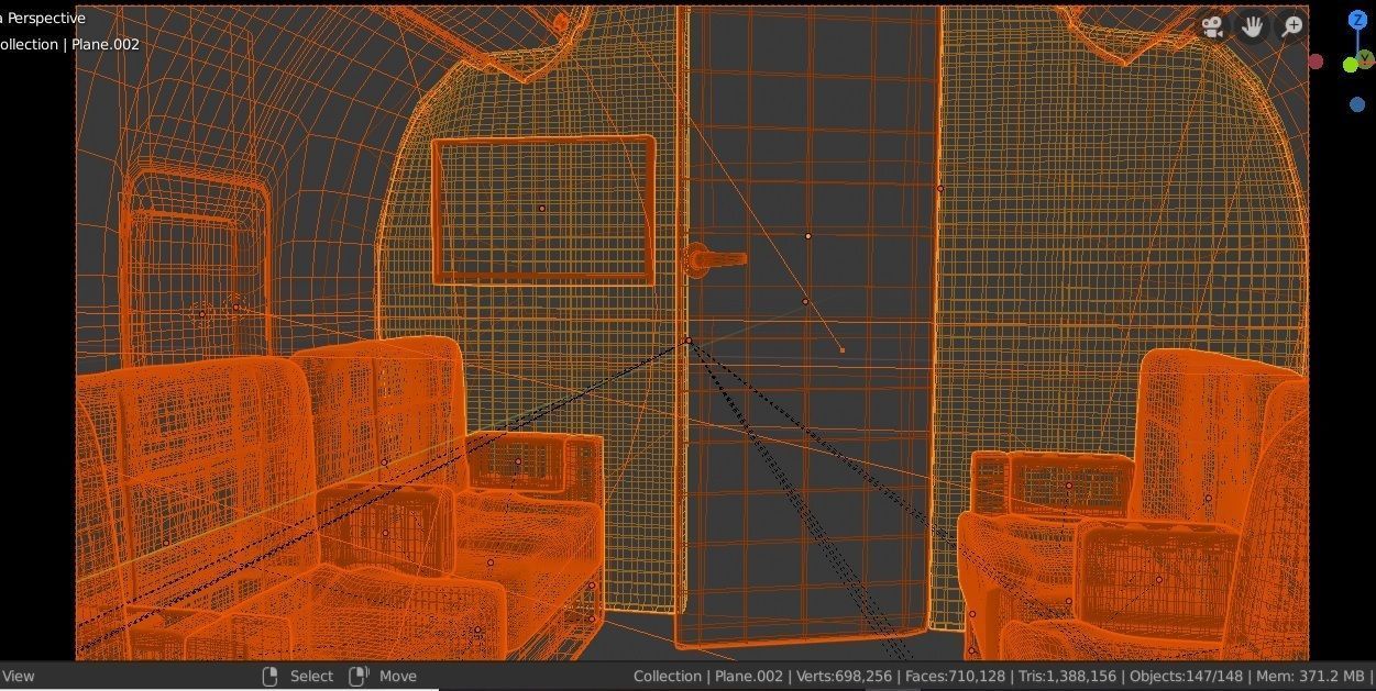 Private jet interior  3D model_6