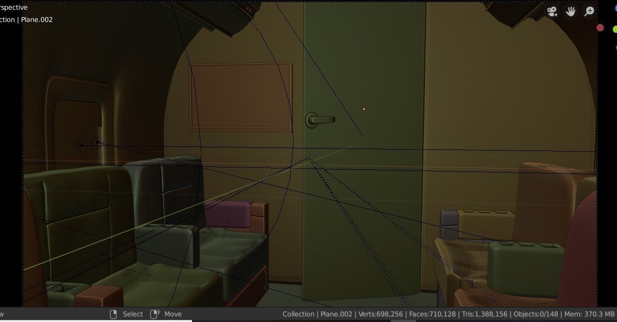 Private jet interior  3D model_3