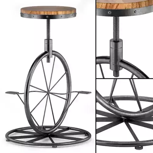 Charles Bicycle Wheel Adjustable Bar Stool 3D model