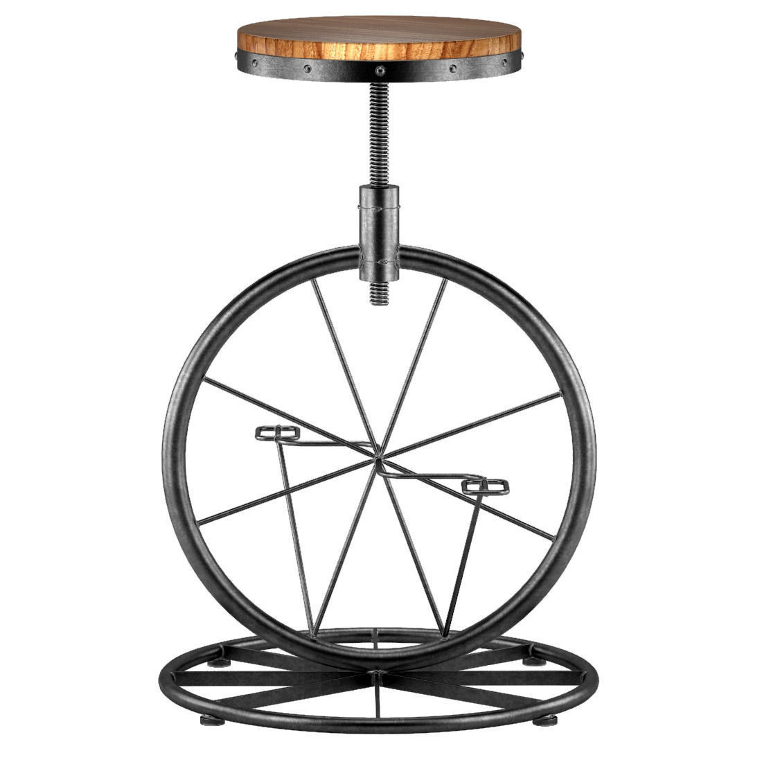 Charles Bicycle Wheel Adjustable Bar Stool 3D model_3