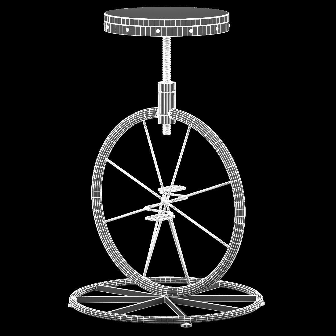 Charles Bicycle Wheel Adjustable Bar Stool 3D model_5