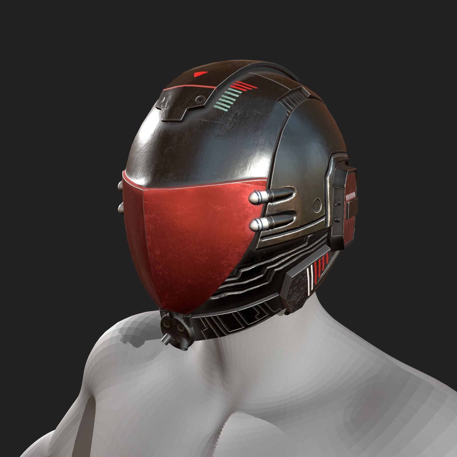 Helmet scifi fantasy space millitary cyborg armor develop Low-poly 3D model_5