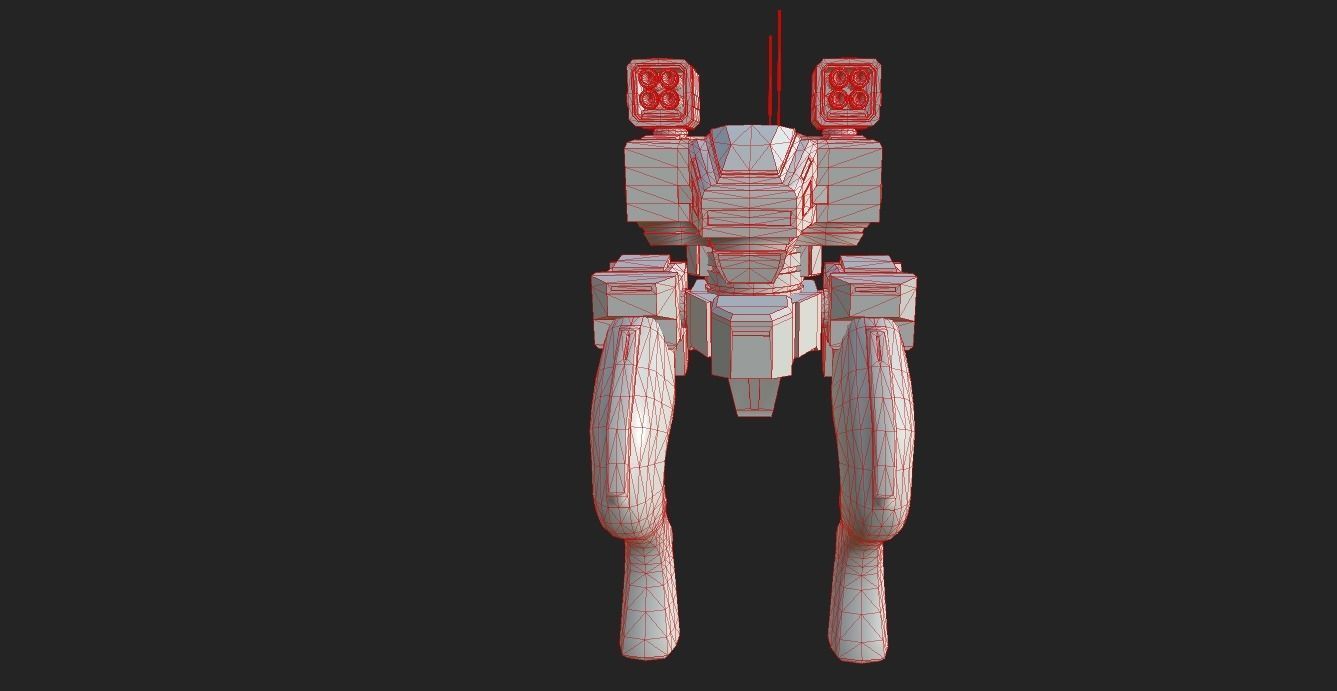 SCI FI WAR ROBOT Low-poly 3D model_11