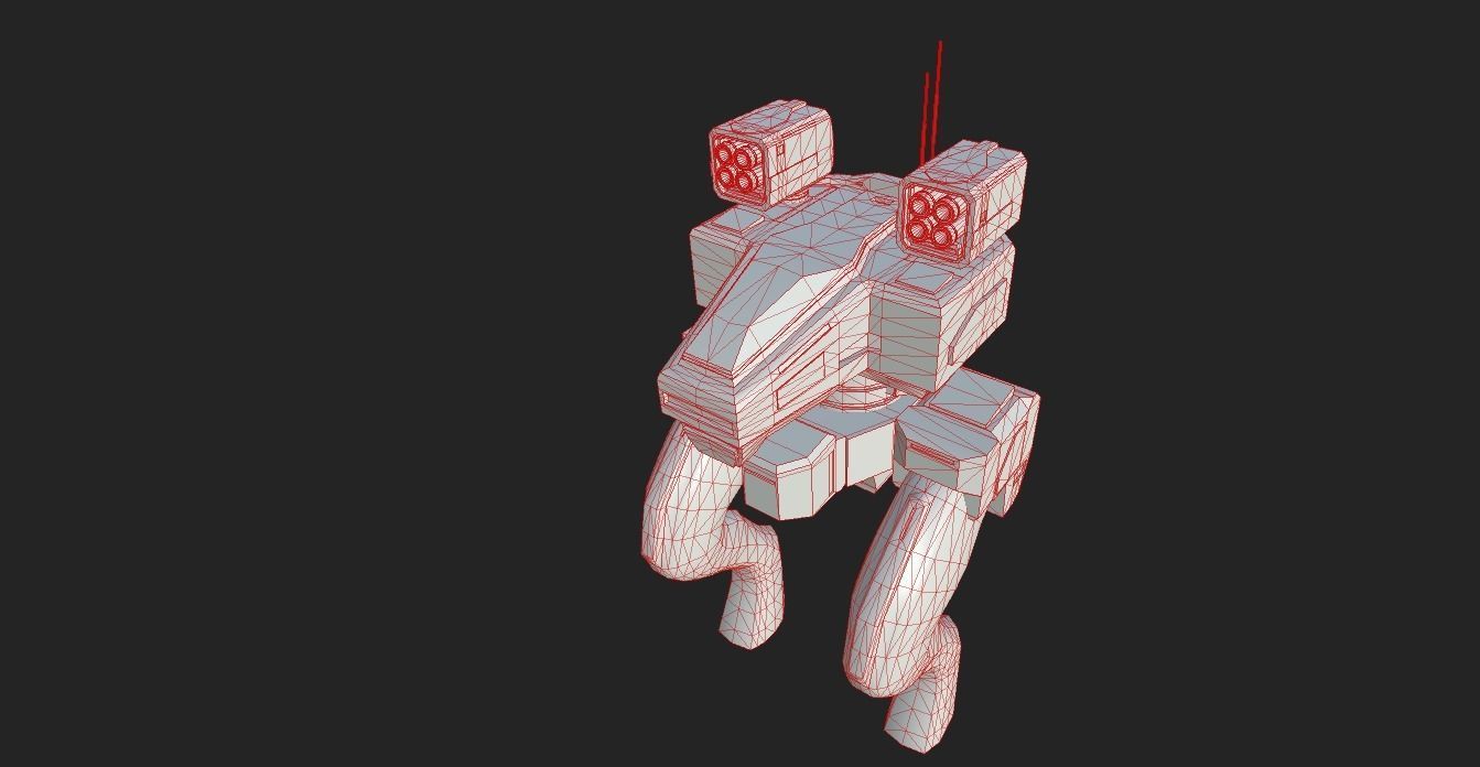 SCI FI WAR ROBOT Low-poly 3D model_16