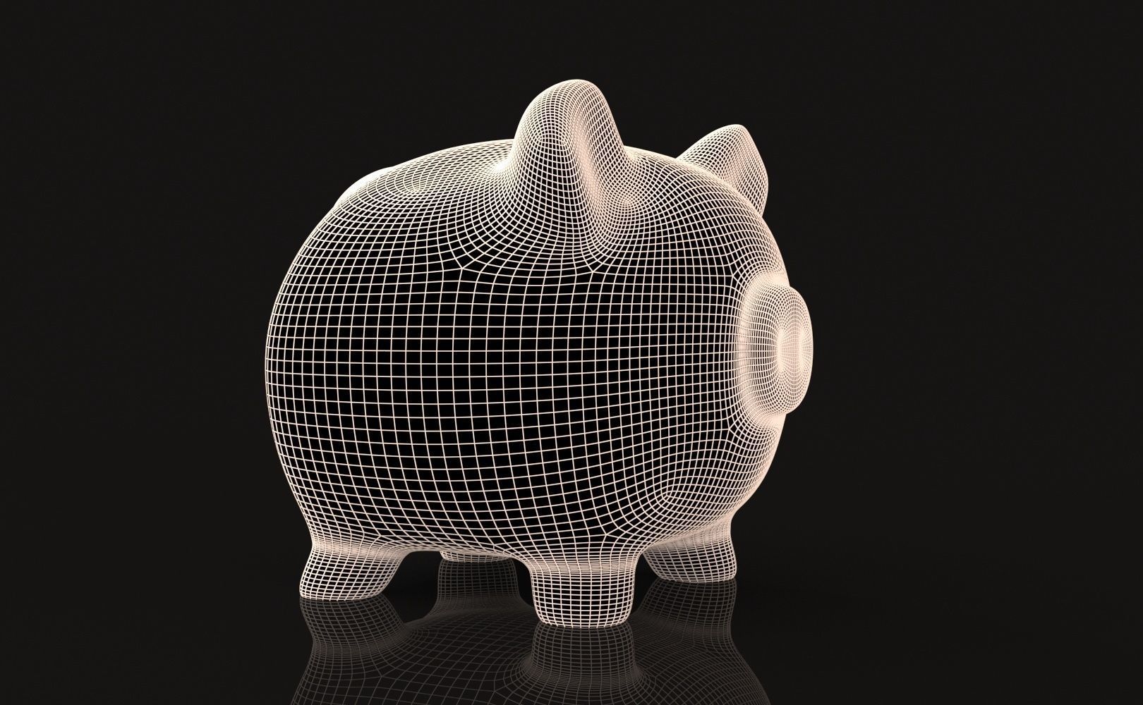 Piggy Bank Low-poly 3D model_10