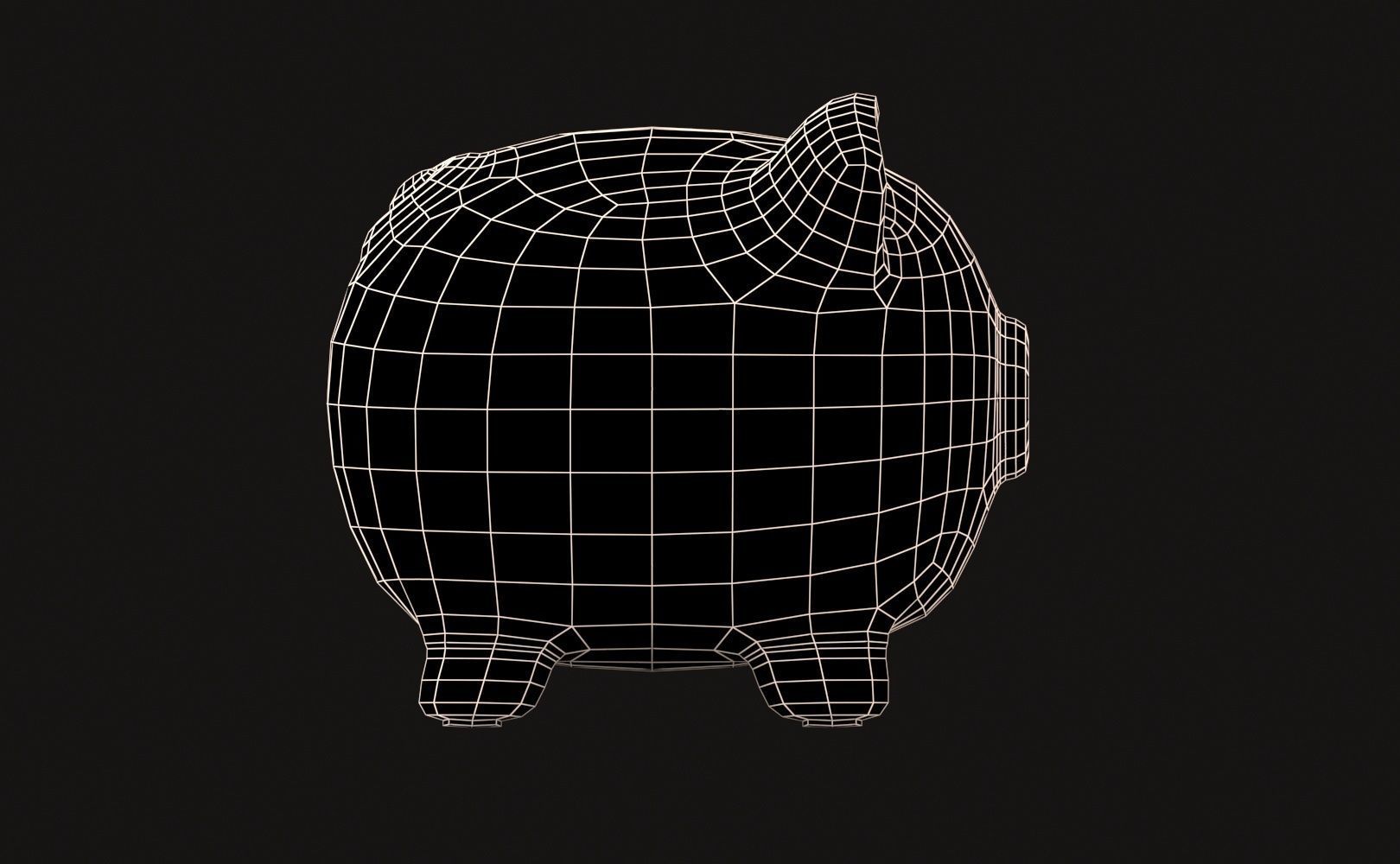 Piggy Bank Low-poly 3D model_12