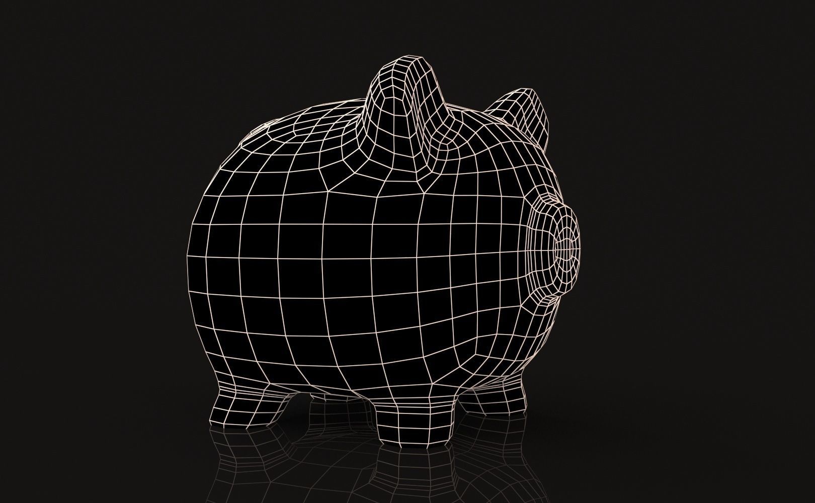 Piggy Bank Low-poly 3D model_11
