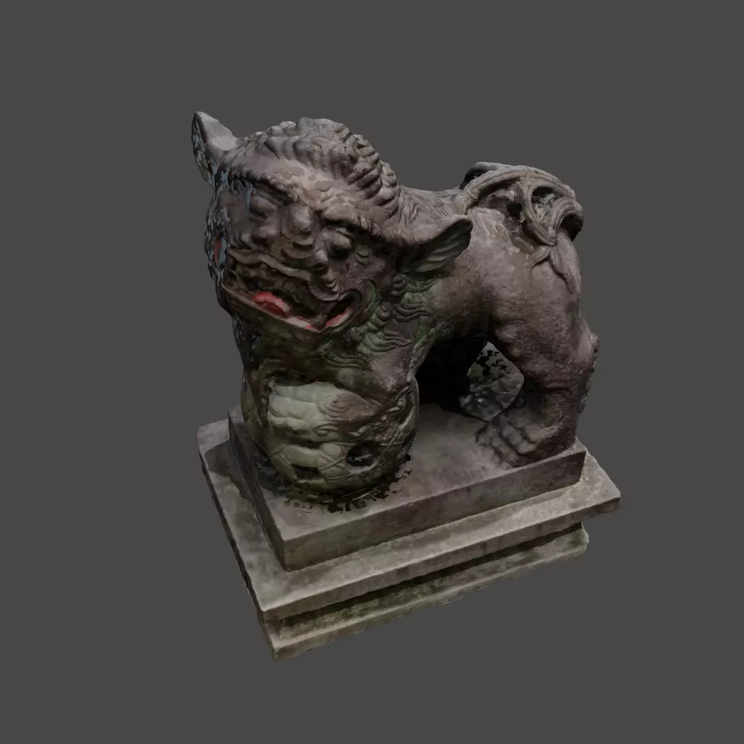 StoneLion chinese lion statue Low-poly 3D model